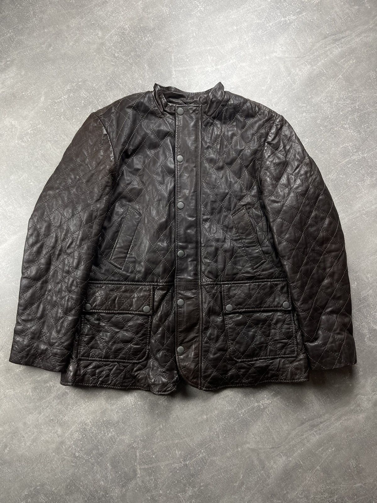 Genuine Leather Digel Quilted Genuine Dark Brown Leather Jacket Size 56 Size US XL / EU 56 / 4 - 2 Thumbnail