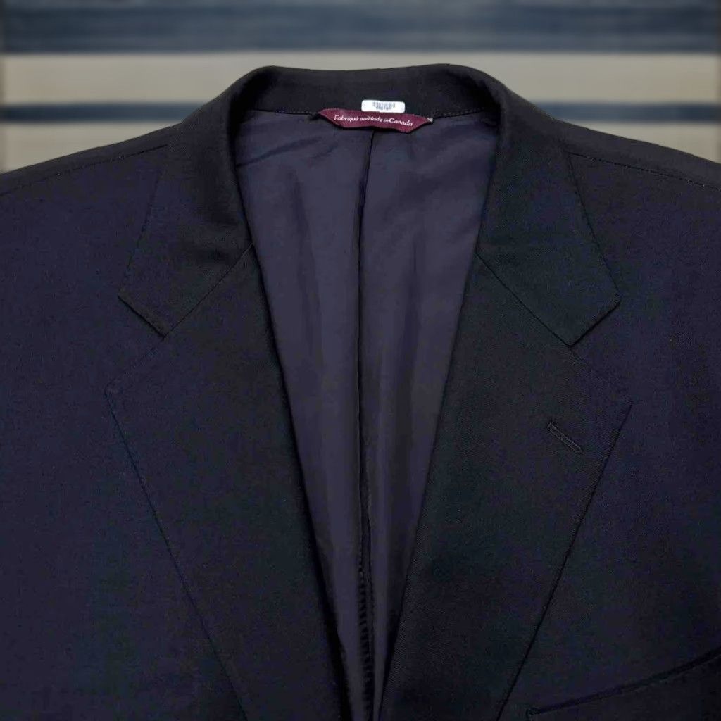 Samuelsohn Men's Sport Coat Blazer Jacket Wool Black Size 46L Regular Fit