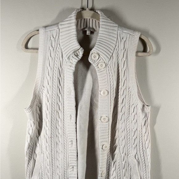 Talbots Talbots Cream Cable Knit Sweater Vest Large Size L / US 10 / IT 46 - 1 Thumbnail