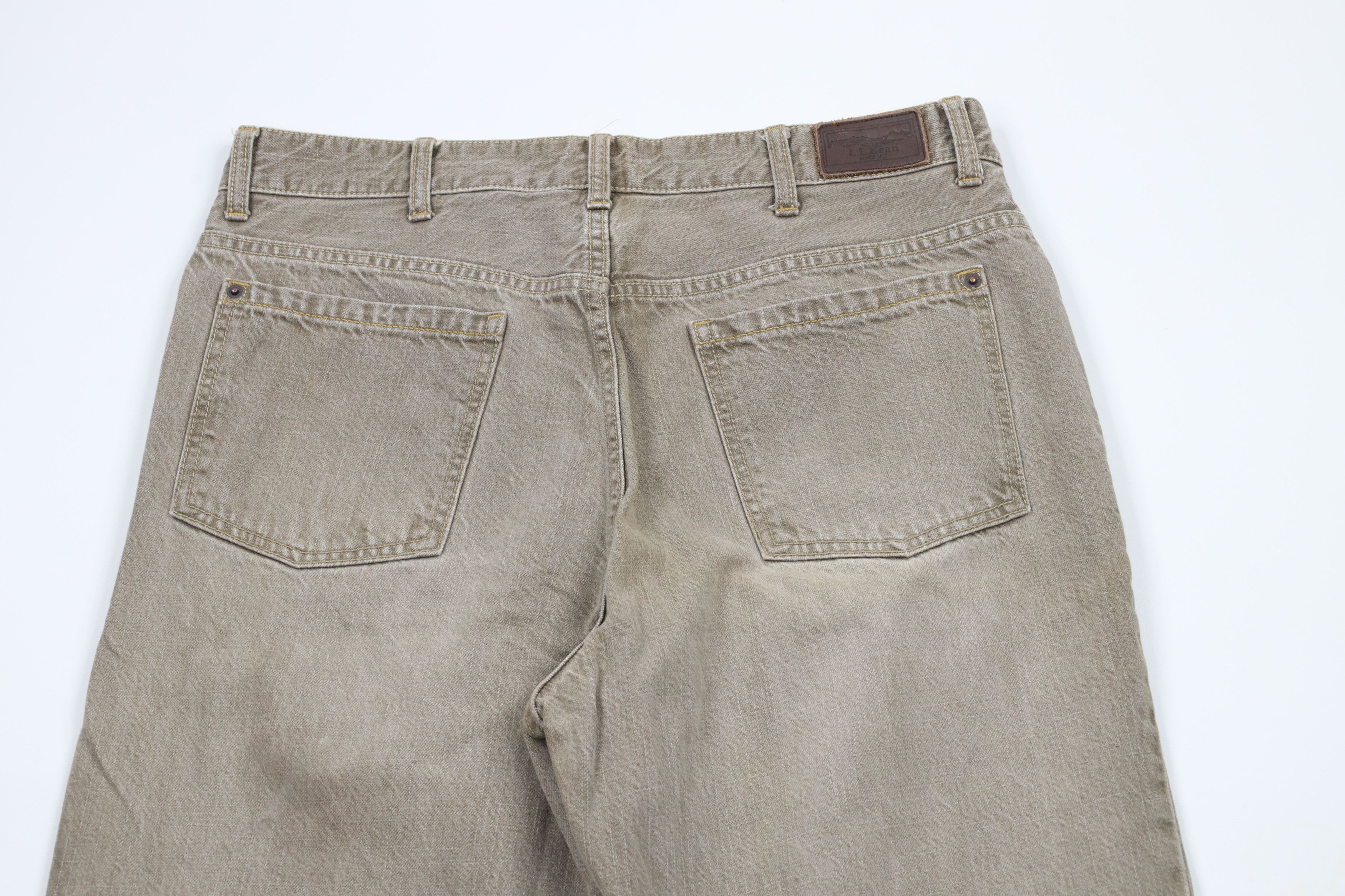 L.L. Bean × Vintage Vintage 90s LL Bean Fit Wide Leg Denim Jeans Beige Cotton Size US 34 / EU 50 - 8 Thumbnail