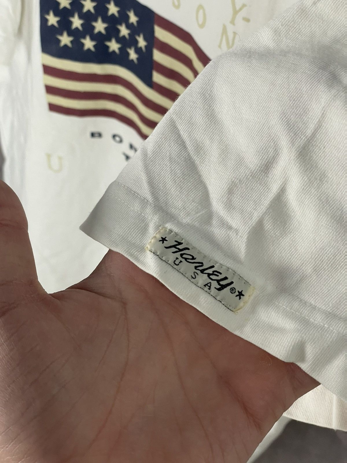 Band Tees × Harley Davidson Vintage 1987 Harley Davidson US Flag Emblem Born in USA Tee Size US XL / EU 56 / 4 - 8 Thumbnail