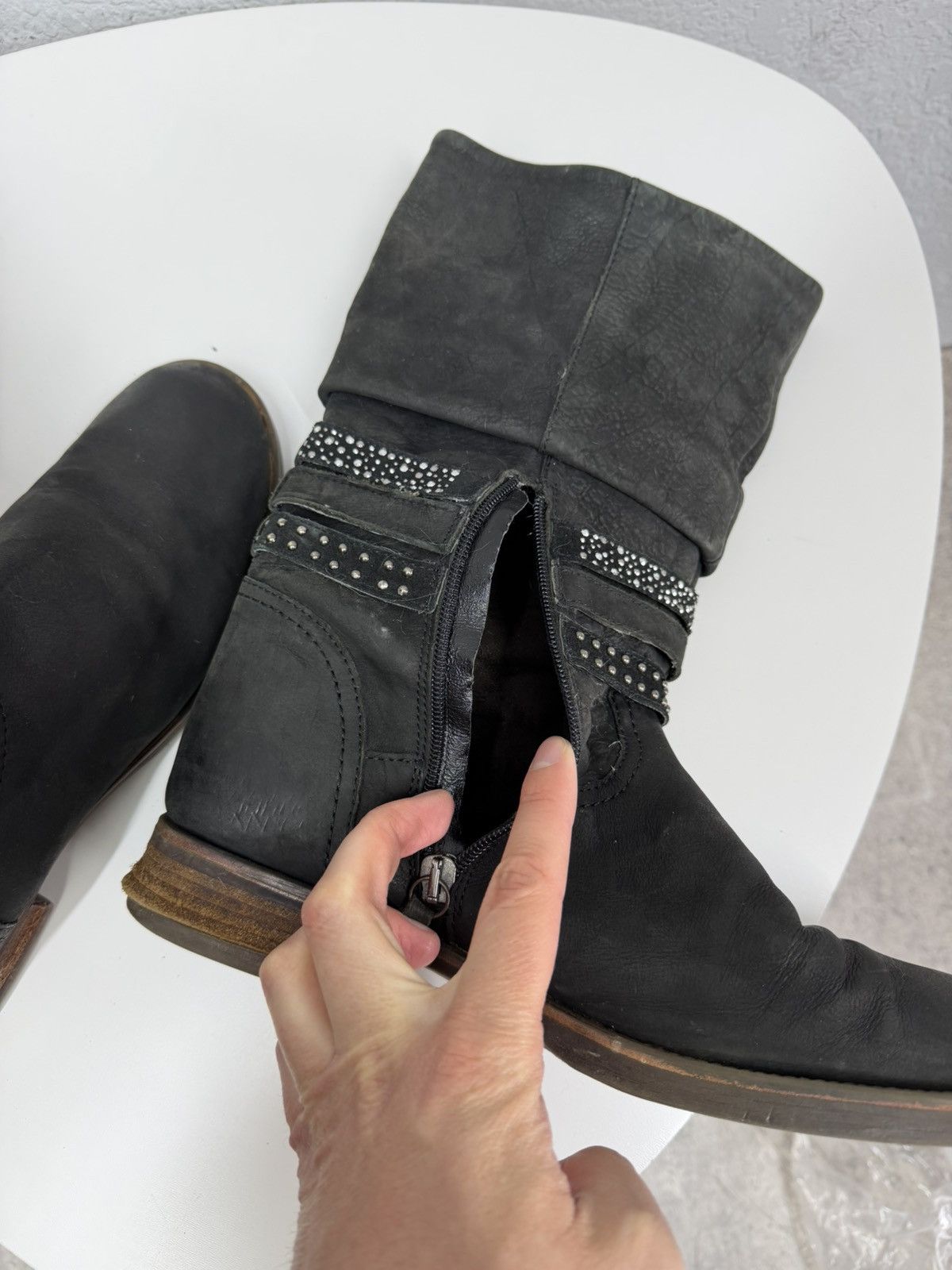 If Six Was Nine Vintage Y2K Black Leather Side Zip Boots Guidi Marsell Style Size US 7.5 / EU 40-41 - 15 Thumbnail
