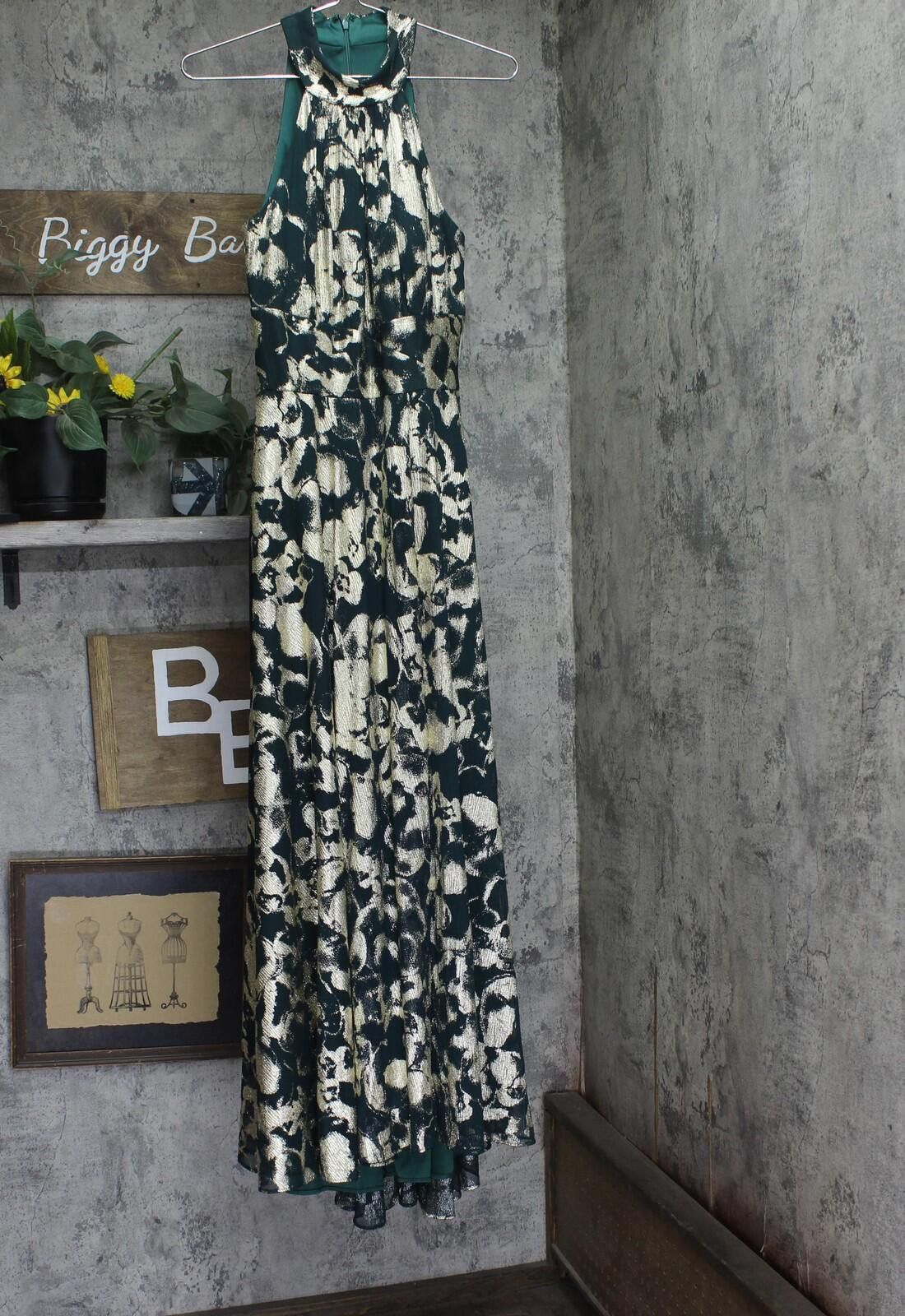 Other Nwt Betsy & Adam Neck Floor Dress Gown Green / Gold 4p Size S / US 4 / IT 40 - 1 Thumbnail