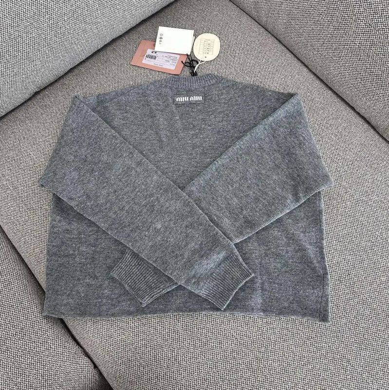 Miu Miu Miu Miu Gray Wool Sweater for Women 0089 Size L / US 10 / IT 46 - 1 Thumbnail