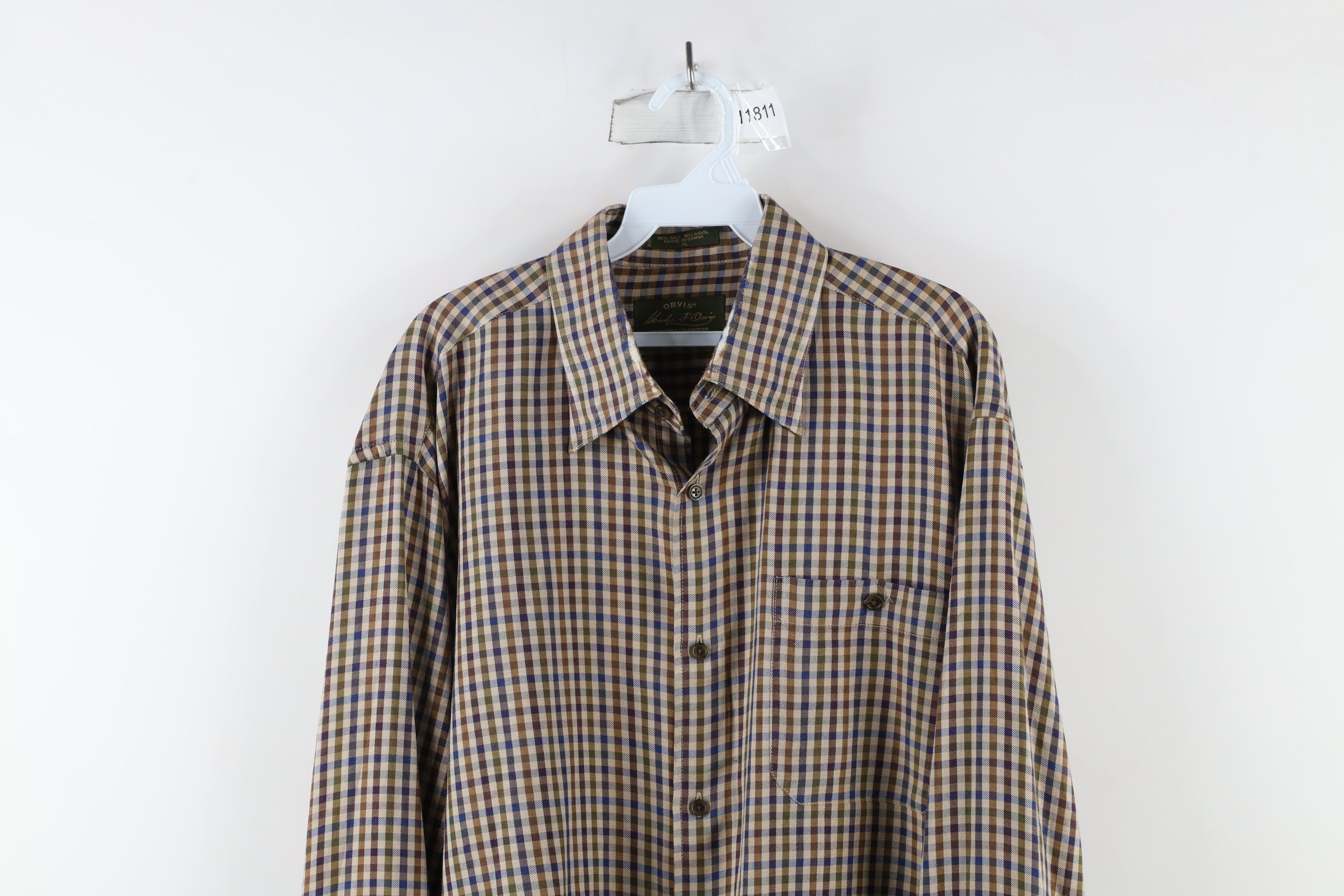 Orvis × Vintage Vintage Orvis Rainbow Plaid Silk Wool Collared Button Shirt Size US XL / EU 56 / 4 - 2 Thumbnail