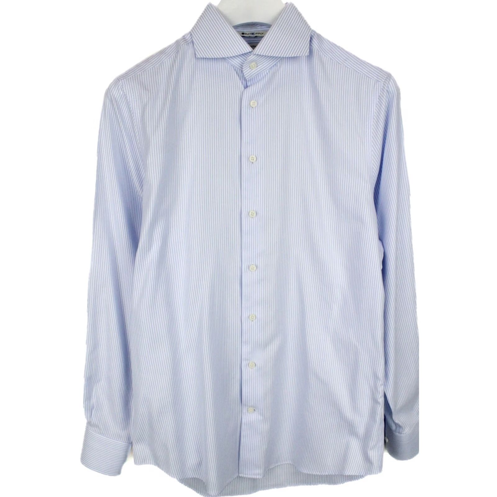 Suitsupply Suitsupply Pinstriped Dress Shirt Suitsupply Extra Slim Formal Shirt 39 / 15 1/2 Blue Men Long Sleeve Button-Up Shirt Size 40R - 2 Thumbnail