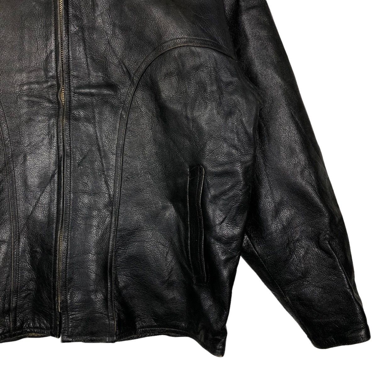 Japanese Brand 🔥90’s Bomber Leather Jacket Iconic Black Hawks Jumper Japan Size US M / EU 48-50 / 2 - 4 Thumbnail