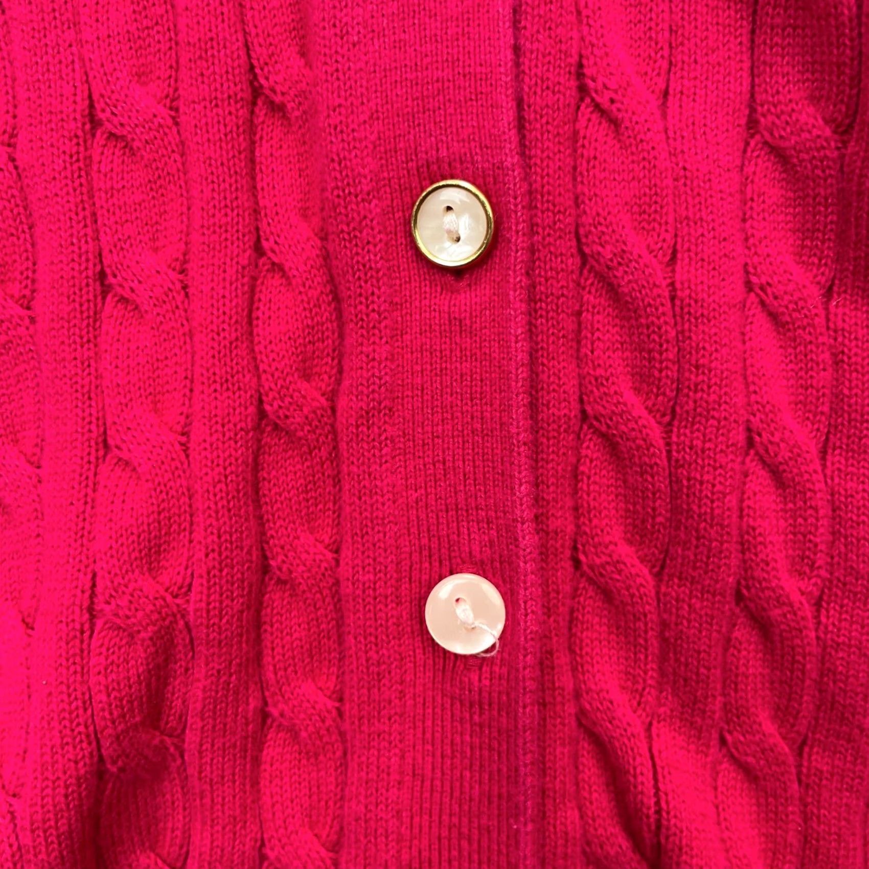 Lands' End Lands' End Cardigan Sweater Womens XL Plus Pink Cable Knit Cotton Button Front V-Neck Knit Size XL / US 12-14 / IT 48-50 - 6 Thumbnail