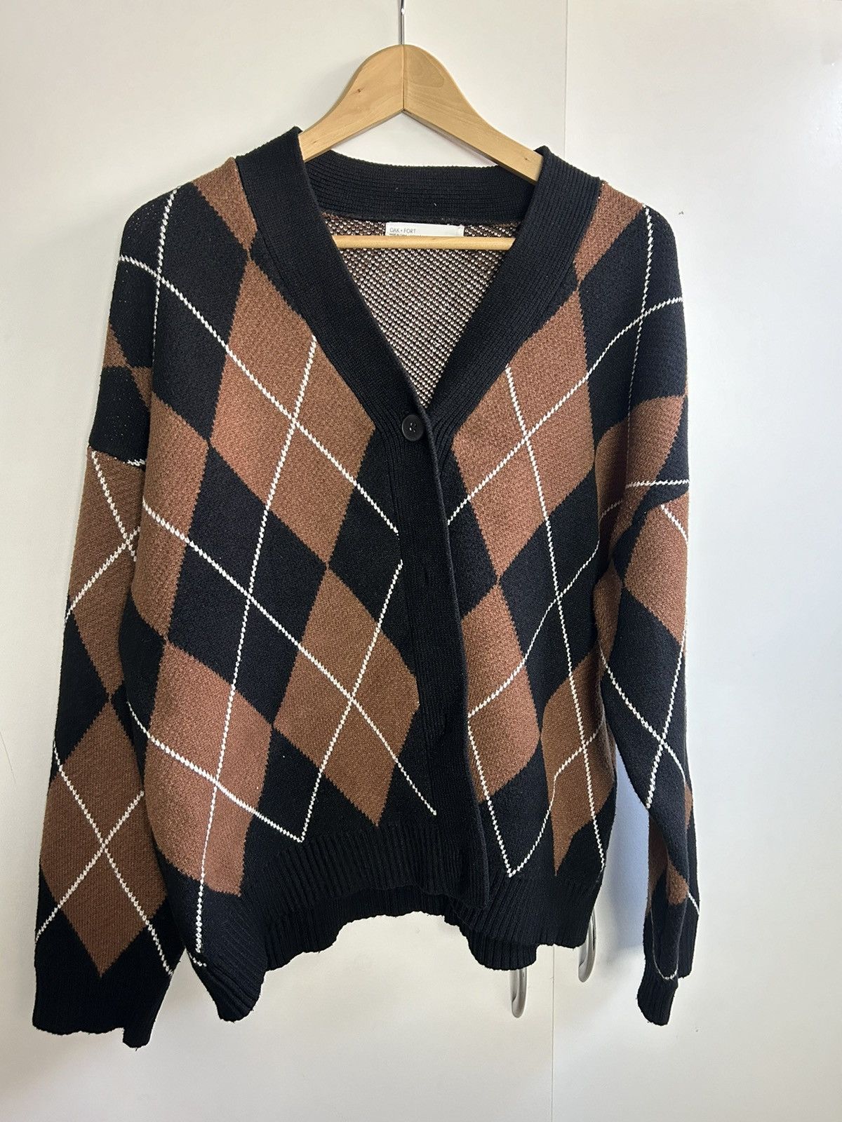 Oak + Fort oak and fort argyle black brown cardigan Size S / US 4 / IT 40 - 1 Thumbnail