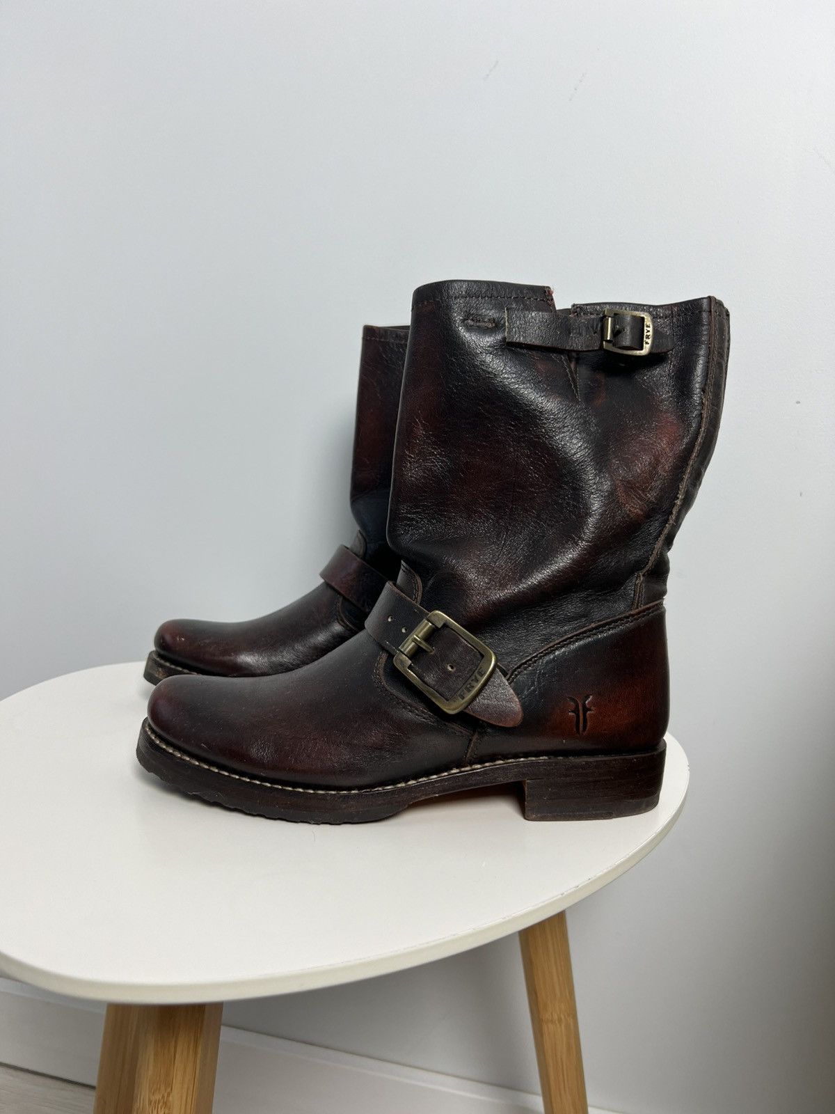 Frye Frye Cowboy Brown Leather Calf Riding Boots Size 8 Size US 8 / IT 38 - 2 Thumbnail