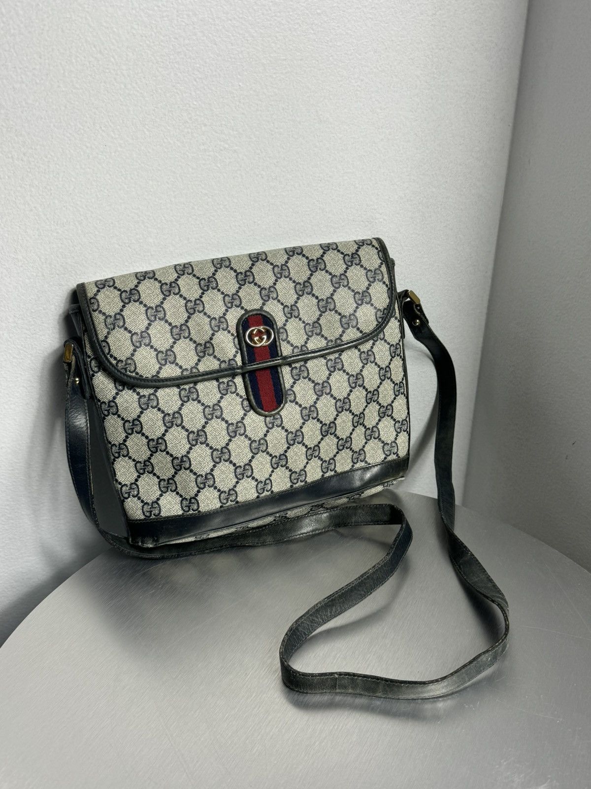 Gucci × Vintage Vintage 90s Gucci Monogram Shoulder Sling Bag GG 