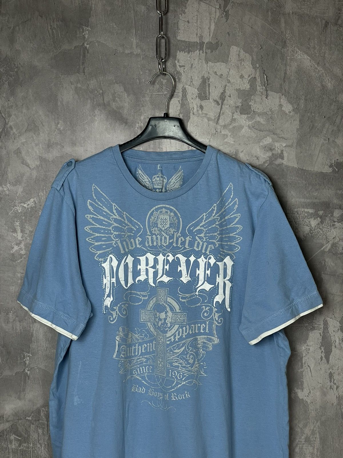 Other Crazy Y2K MMA Style Affliction Overlogo Cross Punk T Shirt Size US L / EU 52-54 / 3 - 2 Thumbnail