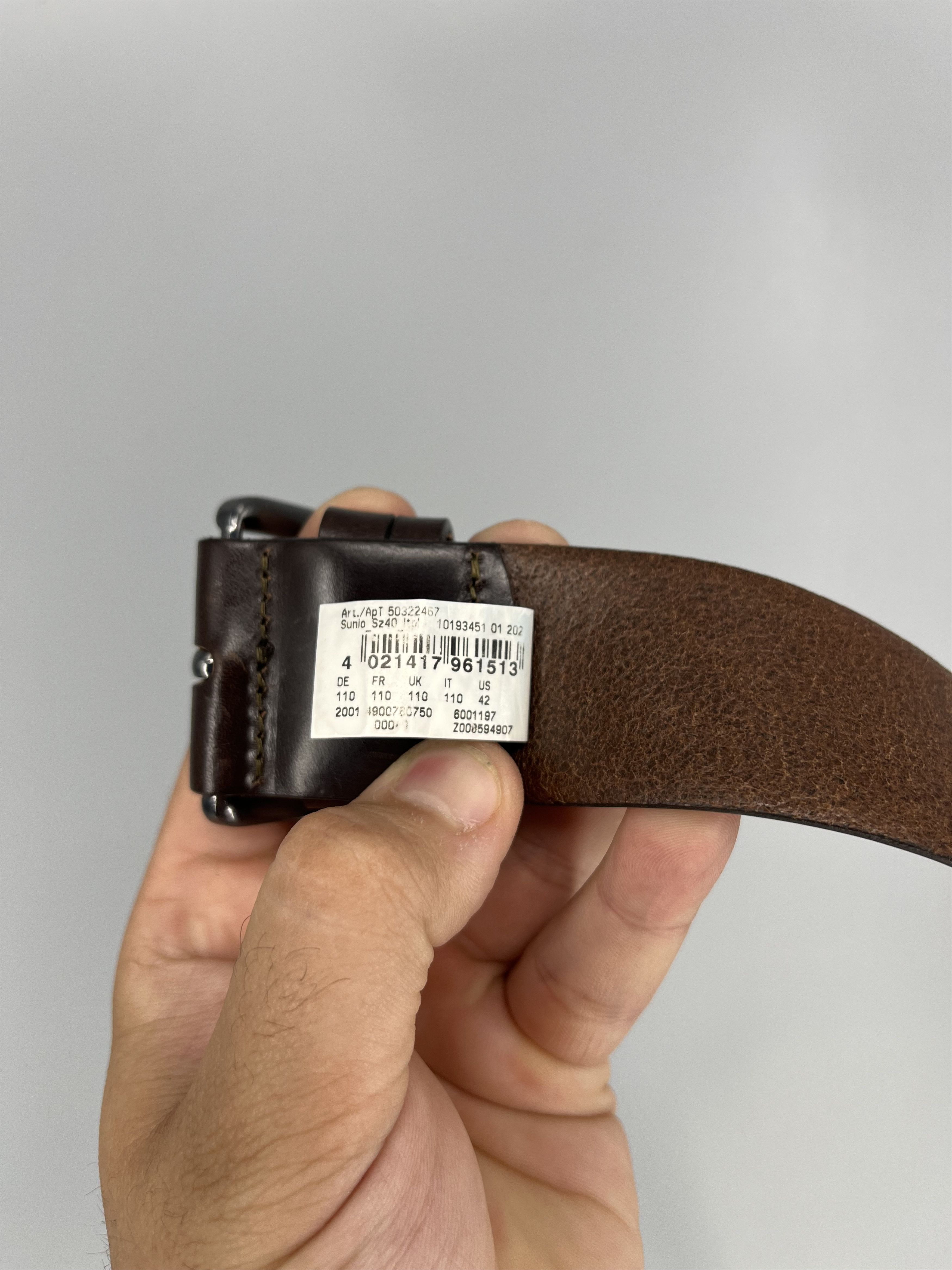 Hugo Boss Hugo Boss Brandon Handmade Dark Brown Leather Belt Men's Size ONE SIZE - 20 Thumbnail