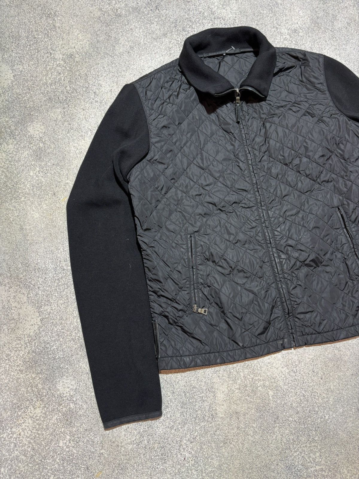 Prada Prada Nylon Jacket Quilted Knit Switching Wool 52 Black Size US XL / EU 56 / 4 - 3 Thumbnail