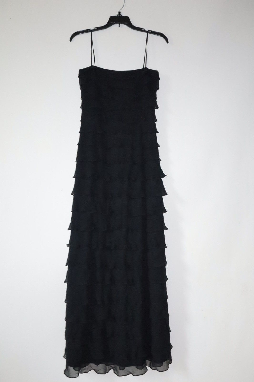 image of Vintage Long Maxi Ruffle Dress in Black, Women's (Size Small)