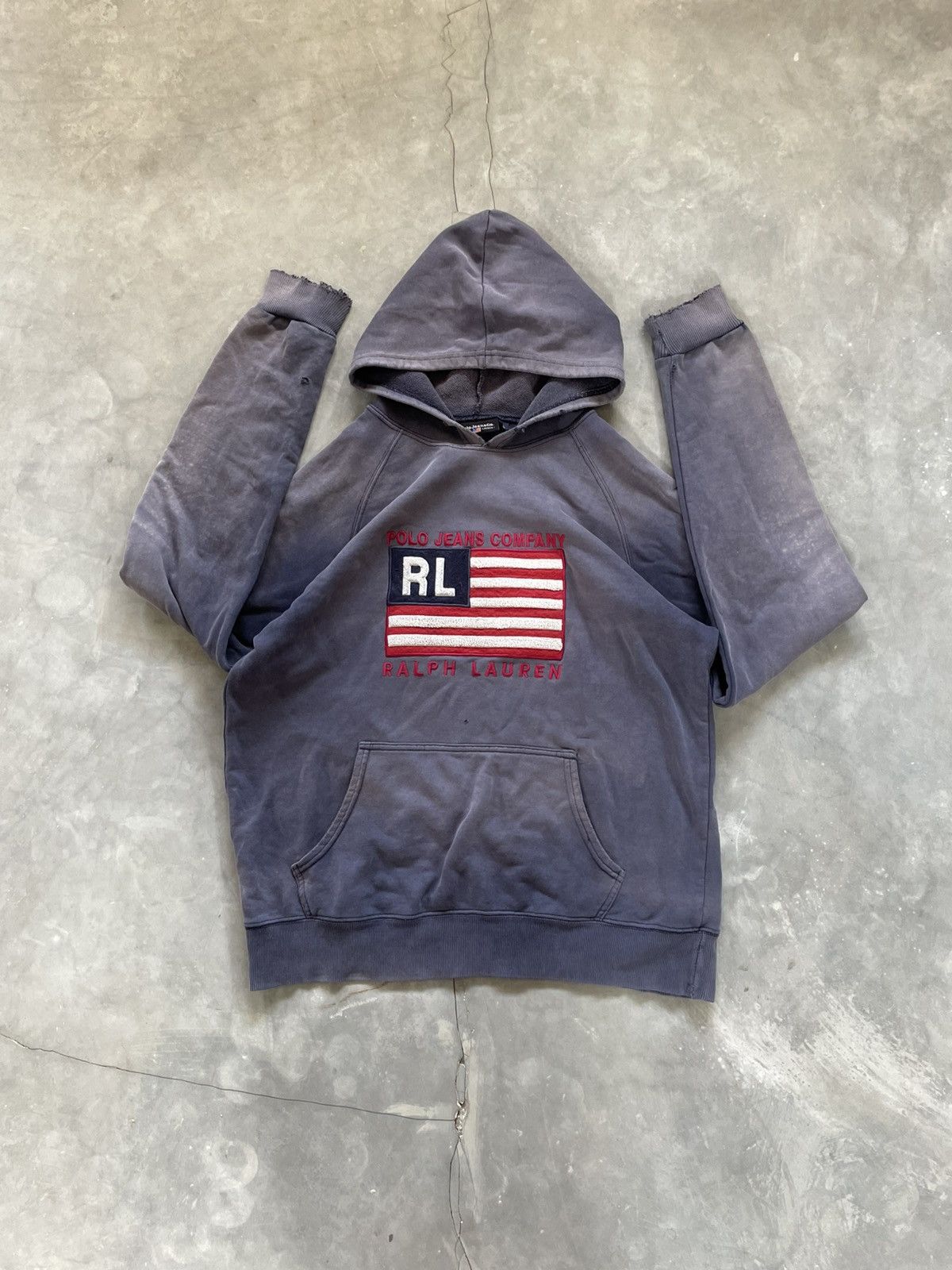 Polo Ralph Lauren 1990’s Vintage Polo Ralph Lauren Distressed Sun Faded Hoodie Size US L / EU 52-54 / 3 - 5 Thumbnail