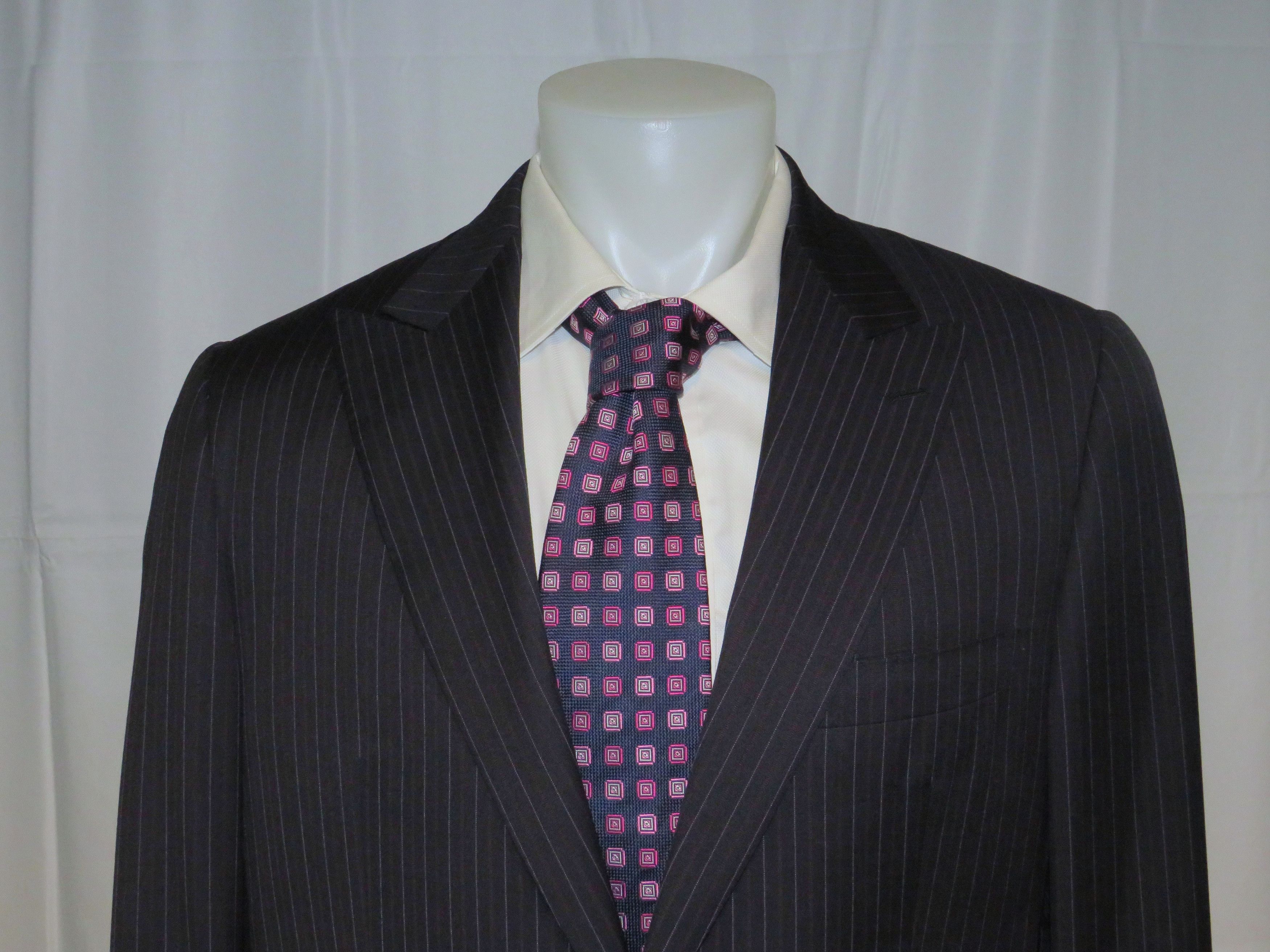 Other Marcello Vero by D'Avenza Navy Striped Two Button Suit 43R Size 44R - 4 Thumbnail