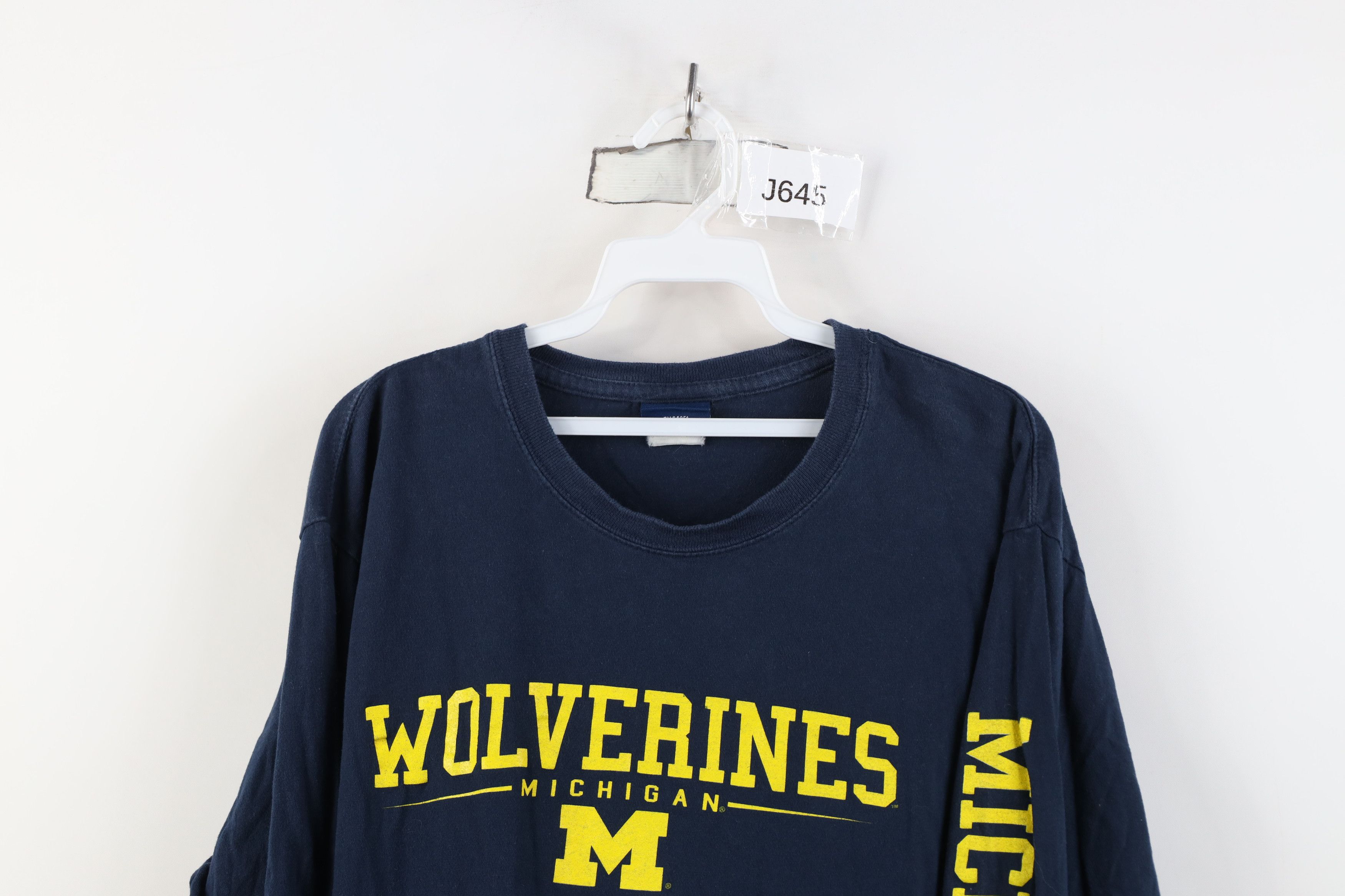 Vintage Vintage 90s University of Michigan Long Sleeve T-Shirt Blue Size US S / EU 44-46 / 1 - 2 Thumbnail
