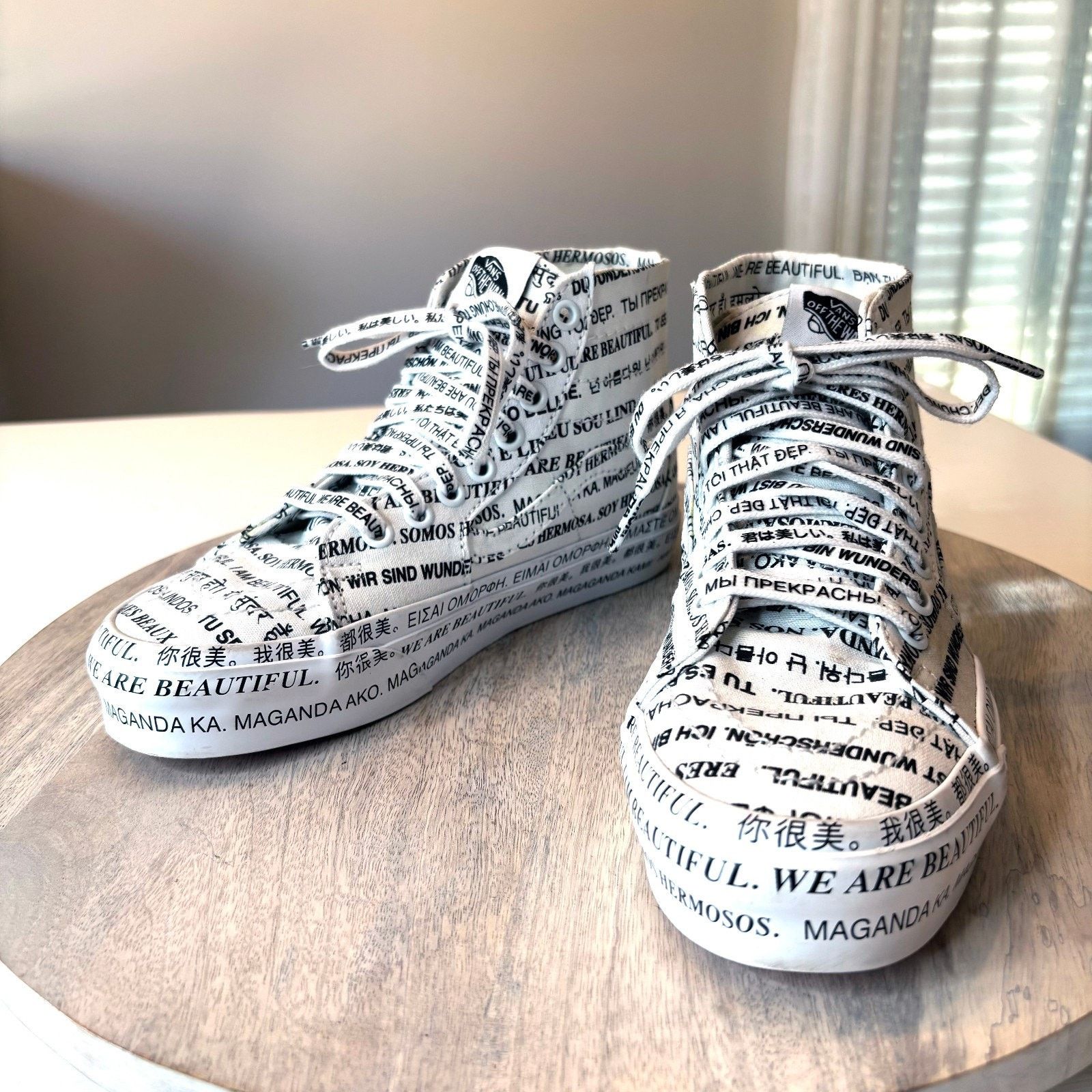 Vans Vans Sk8 We Are Beautiful White Black Print Sneakers Sz 6 Size US 6 / IT 36 - 3 Thumbnail
