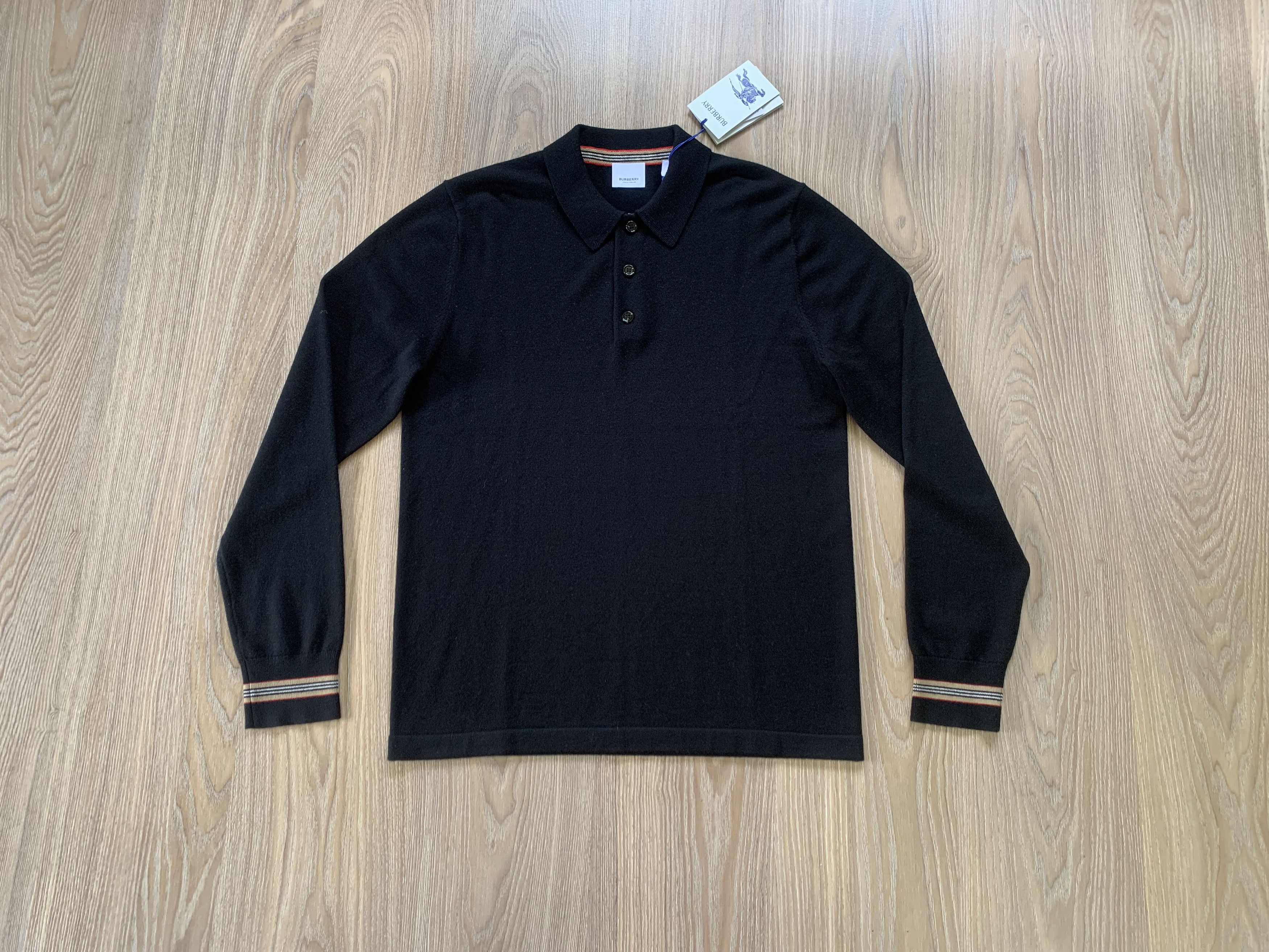 Burberry Mens Burberry Pace Long-Sleeve Wool Polo Shirt Size US M / EU 48-50 / 2 - 1 Thumbnail
