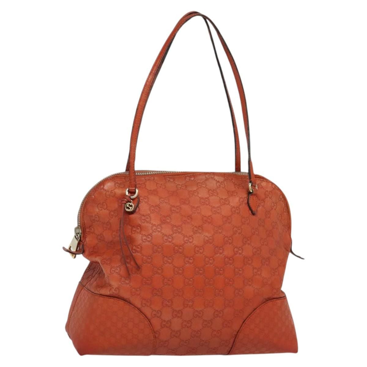 Gucci GG Canvas Guccissima Shoulder Bag Leather Orange Gold 323673 Auth Bs24856, Women's
