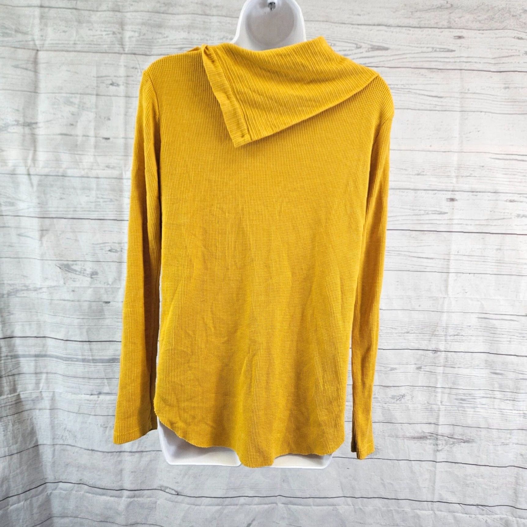 Michael Stars Michael Stars Womens Bibi Cowl Neck Top Sz Small Yellow Long Sleeve Size S / US 4 / IT 40 - 4 Thumbnail