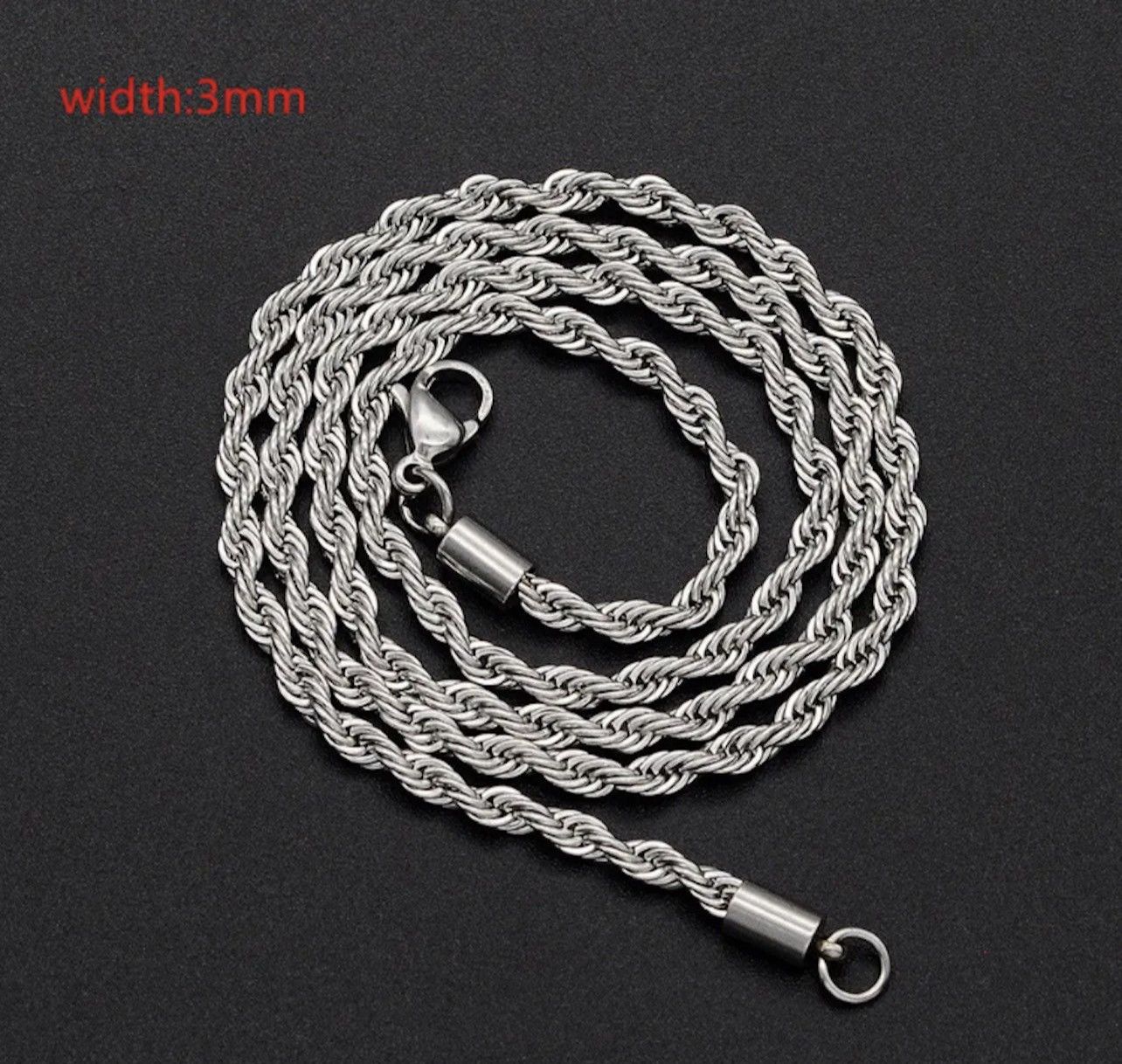 Other 45 CM Silver Color Rope Chain Necklace Size ONE SIZE - 3 Thumbnail