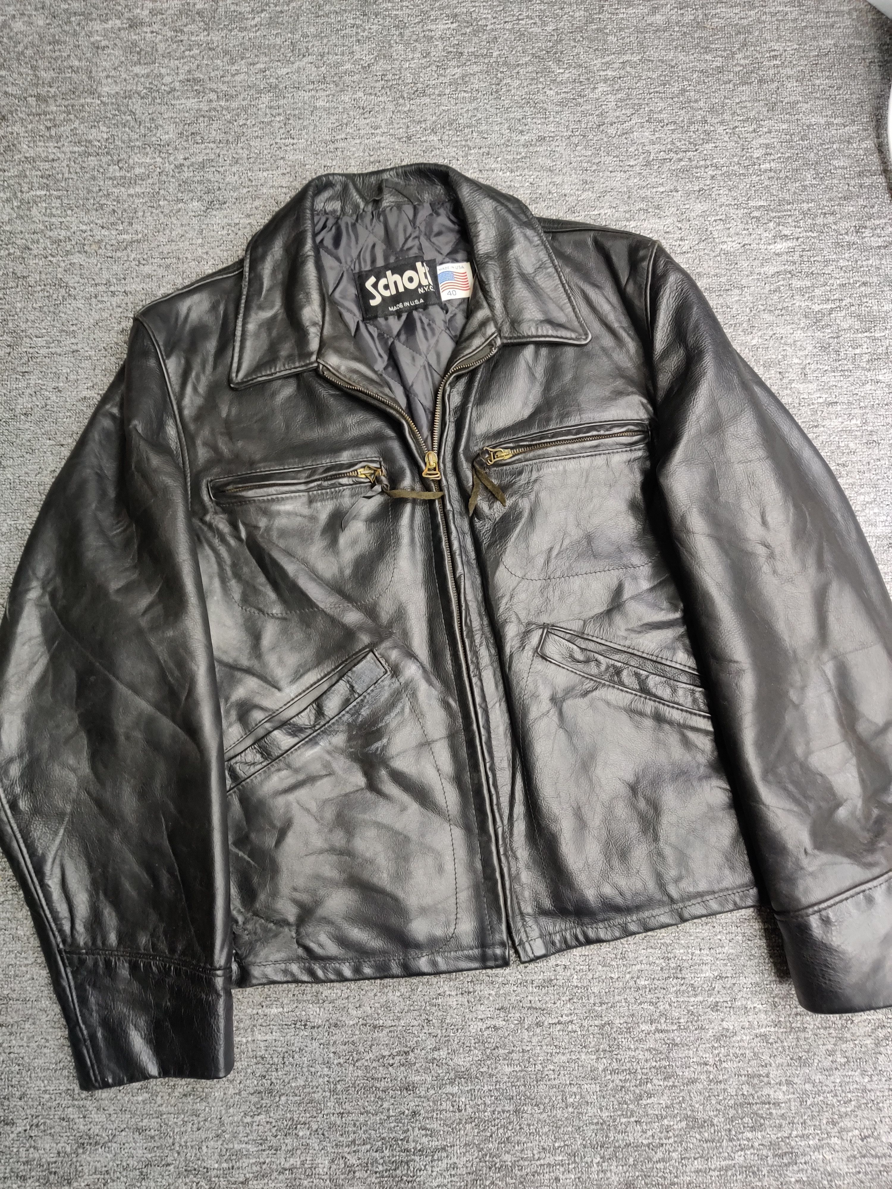 Schott Vintage 90s Schott NYC Leather Jacket Size US M / EU 48-50 / 2 - 15 Thumbnail