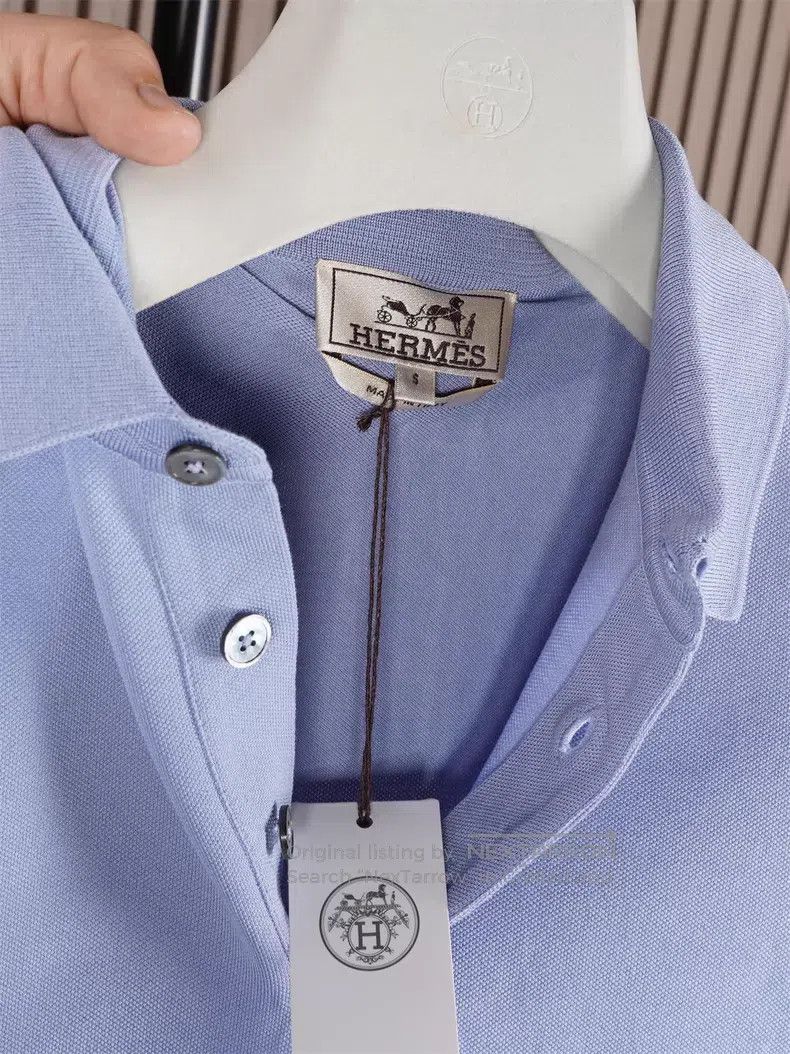 Hermes Hermes Light Grey Blue Short Sleeve Polo Size US S / EU 44-46 / 1 - 5 Thumbnail