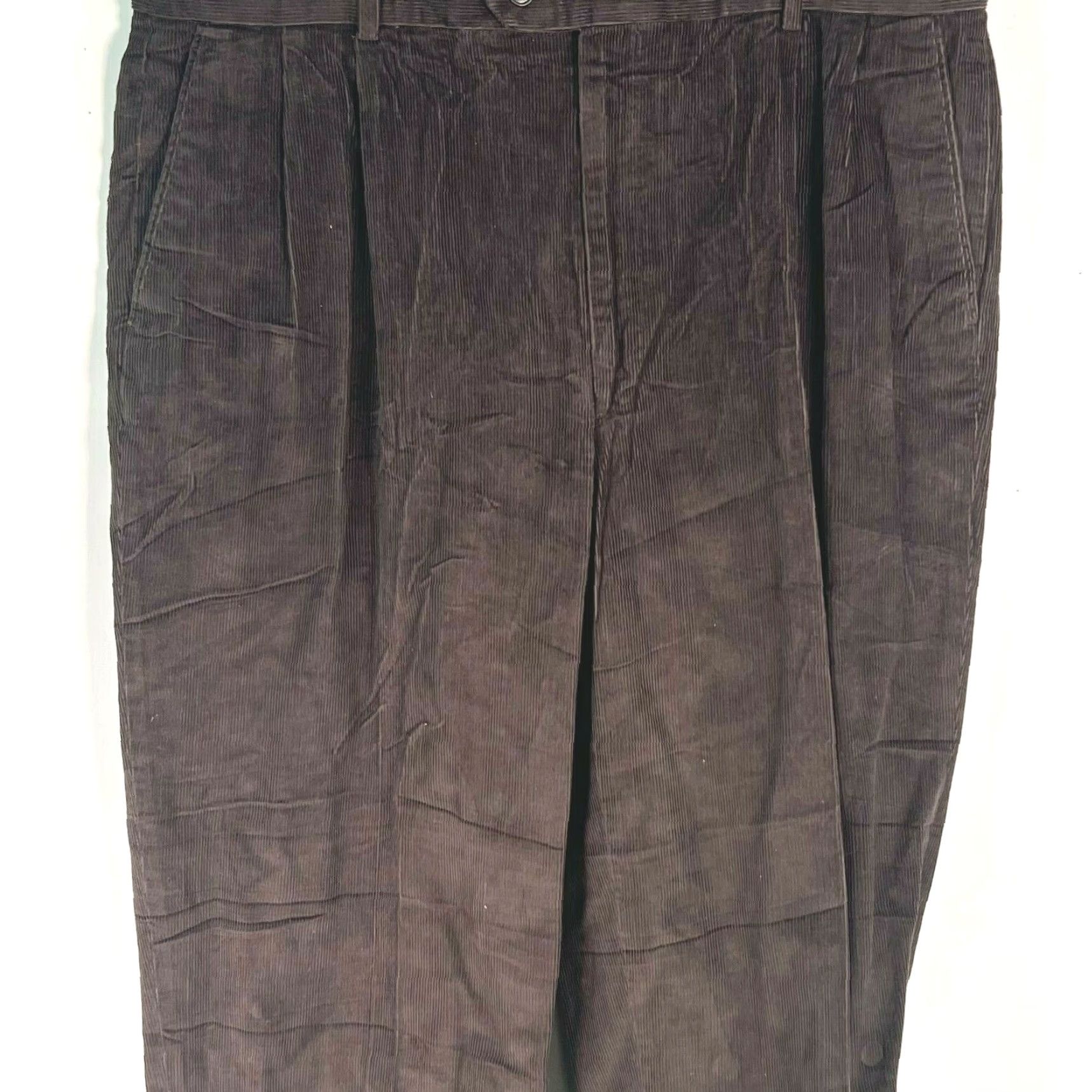 Pronto Uomo Pronto Uomo Corduroy Pants - Men - 38 Regular - Brown - Pleated, Cuffed Hem, 29 Inseam - 100% Cotton - Casual Pants Size US 38 / EU 54 - 3 Thumbnail