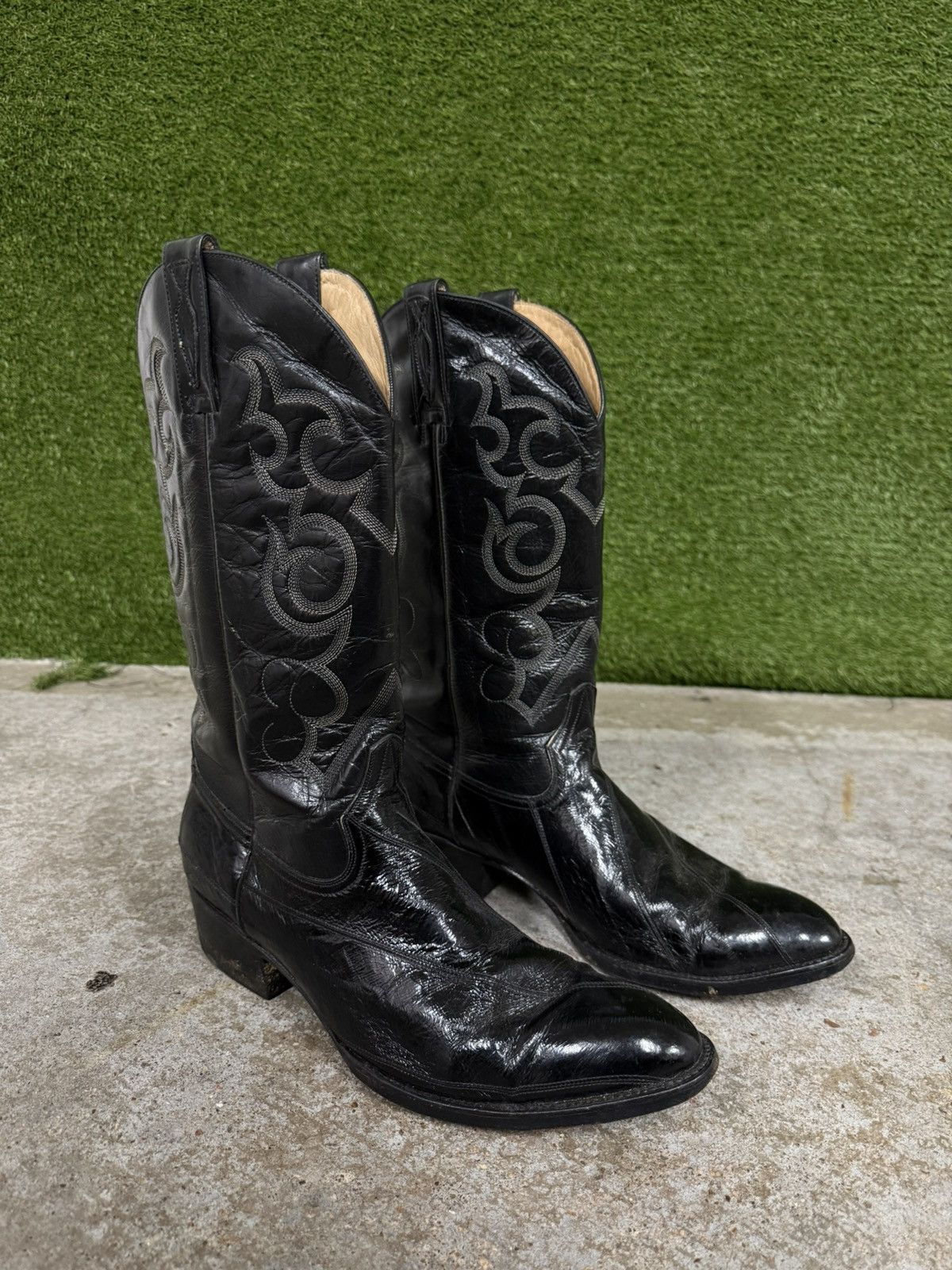 Vintage Vintage Leather Trinity River Boot Cowboy Black Leather 13D Size US 13 / EU 46 - 1 Thumbnail