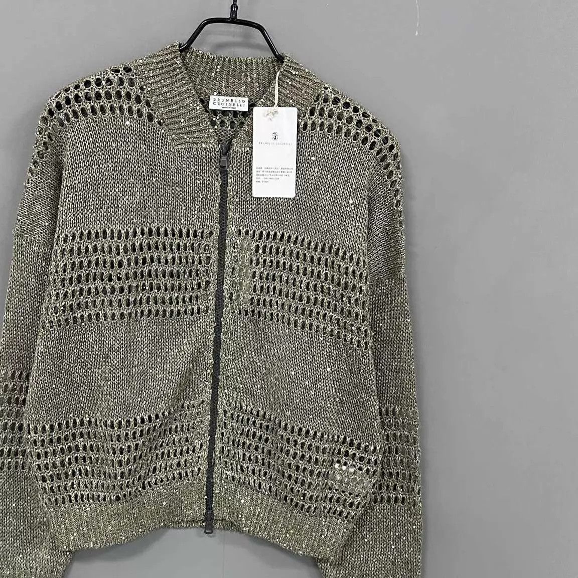 Brunello Cucinelli BC solid linen blend openwork zip-up jacket XS new Size XS / US 0-2 / IT 36-38 - 2 Thumbnail