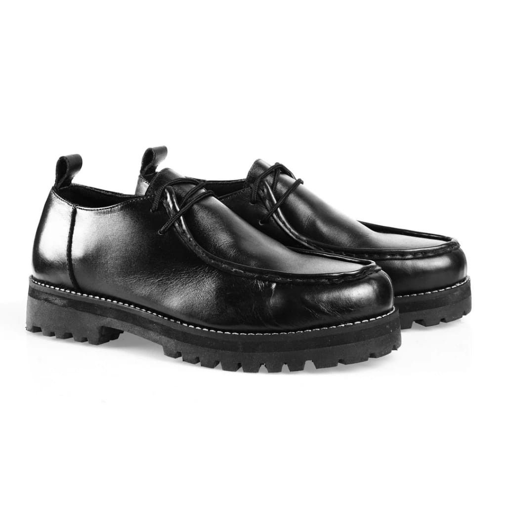 Designer × Genuine Leather Azco Derby Square Black Leather Size US 10 / EU 43 - 1 Thumbnail