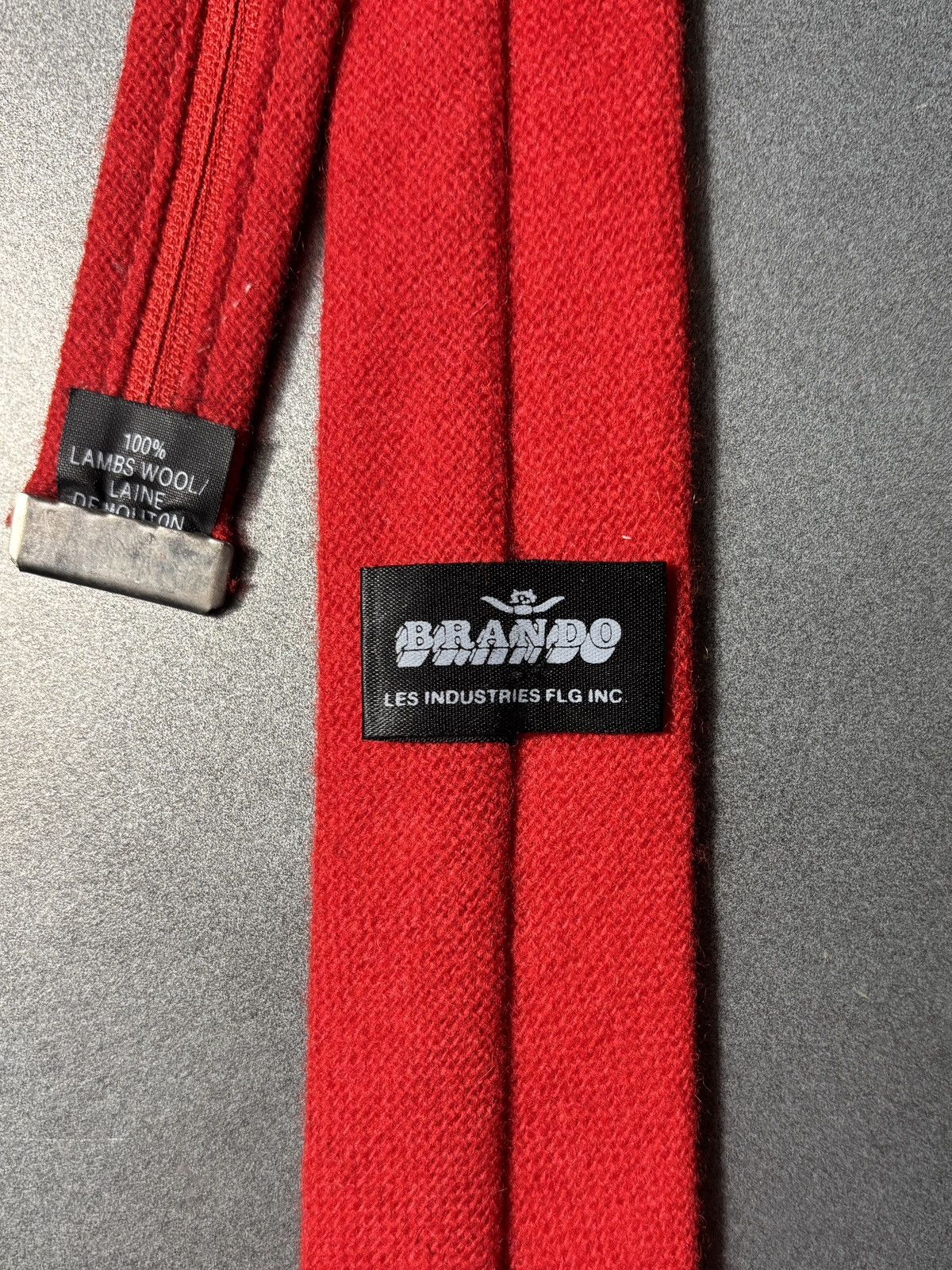 Vintage Vintage Pre-Tied Necktie Zipper Skinny Lambswool Red Wool 90 Size ONE SIZE - 9 Thumbnail
