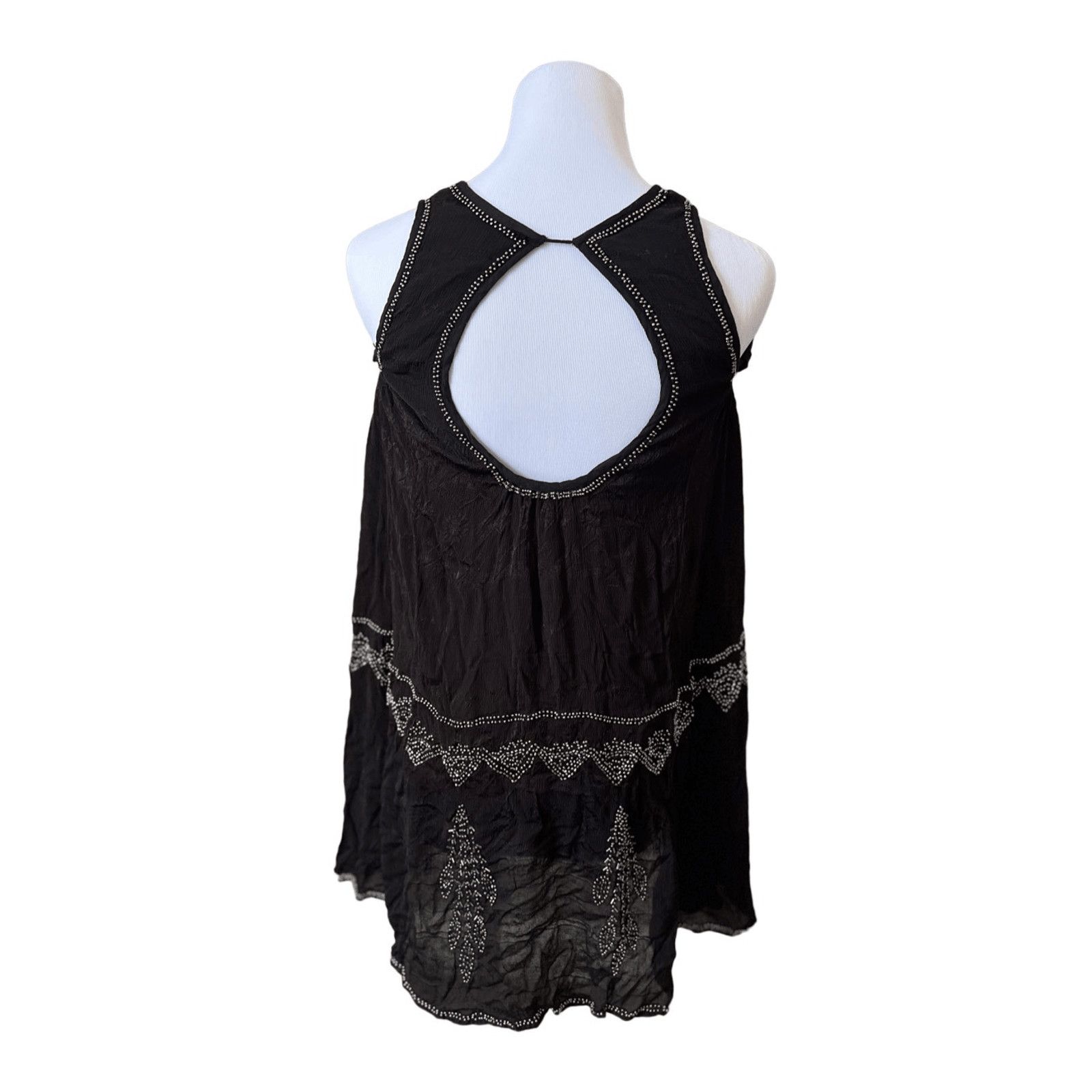 Free People Free People Peasant Black Embellished Beaded Top XS NWOT Size XS / US 0-2 / IT 36-38 - 3 Thumbnail