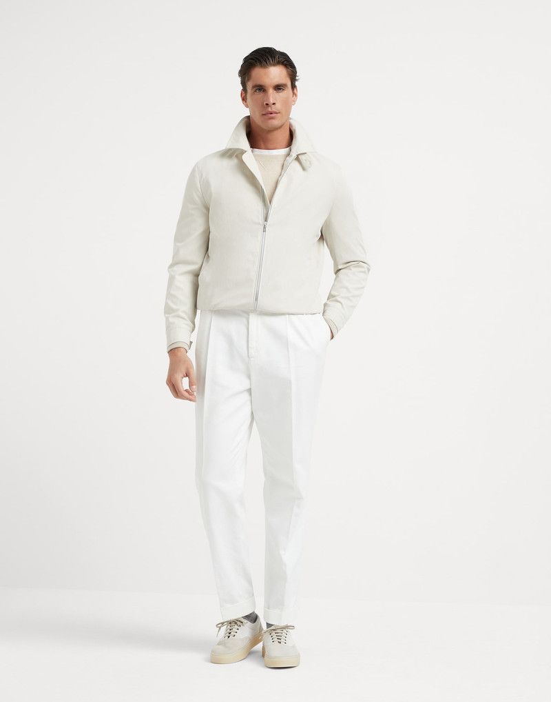 Brunello Cucinelli o1w1db10326 Gabardine Bomber Jacket in White Size US XXL / EU 58 / 5 - 3 Thumbnail