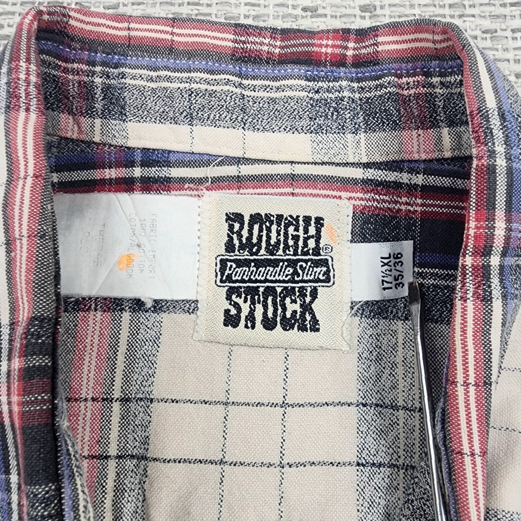 Vintage VINTAGE Panhandle Slim Rough Stock Shirt Mens XL Button-Down Plaid Long Sleeve Western Embroidered RS Crest White Cow Boy Style T Size US XL / EU 56 / 4 - 7 Thumbnail