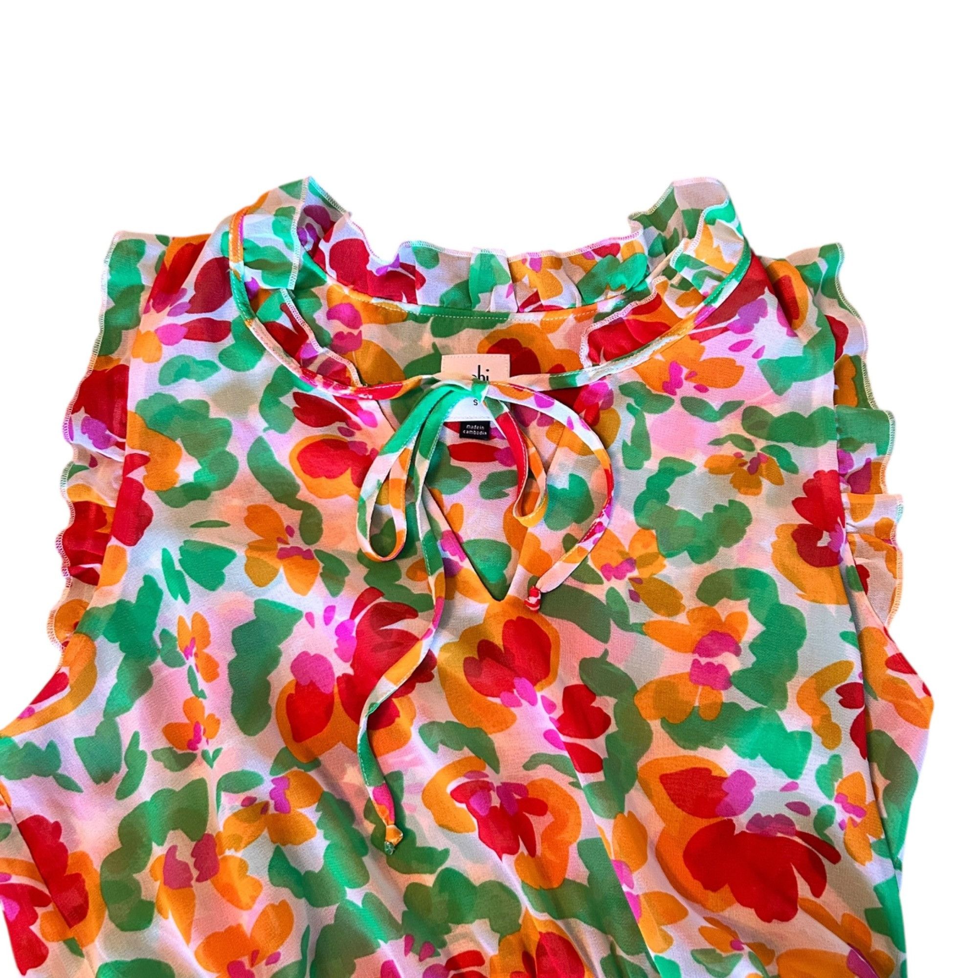 Other Cabi Painterly Watercolor Floral Whimsical Ruffle Midi Dress Size S / US 4 / IT 40 - 3 Thumbnail