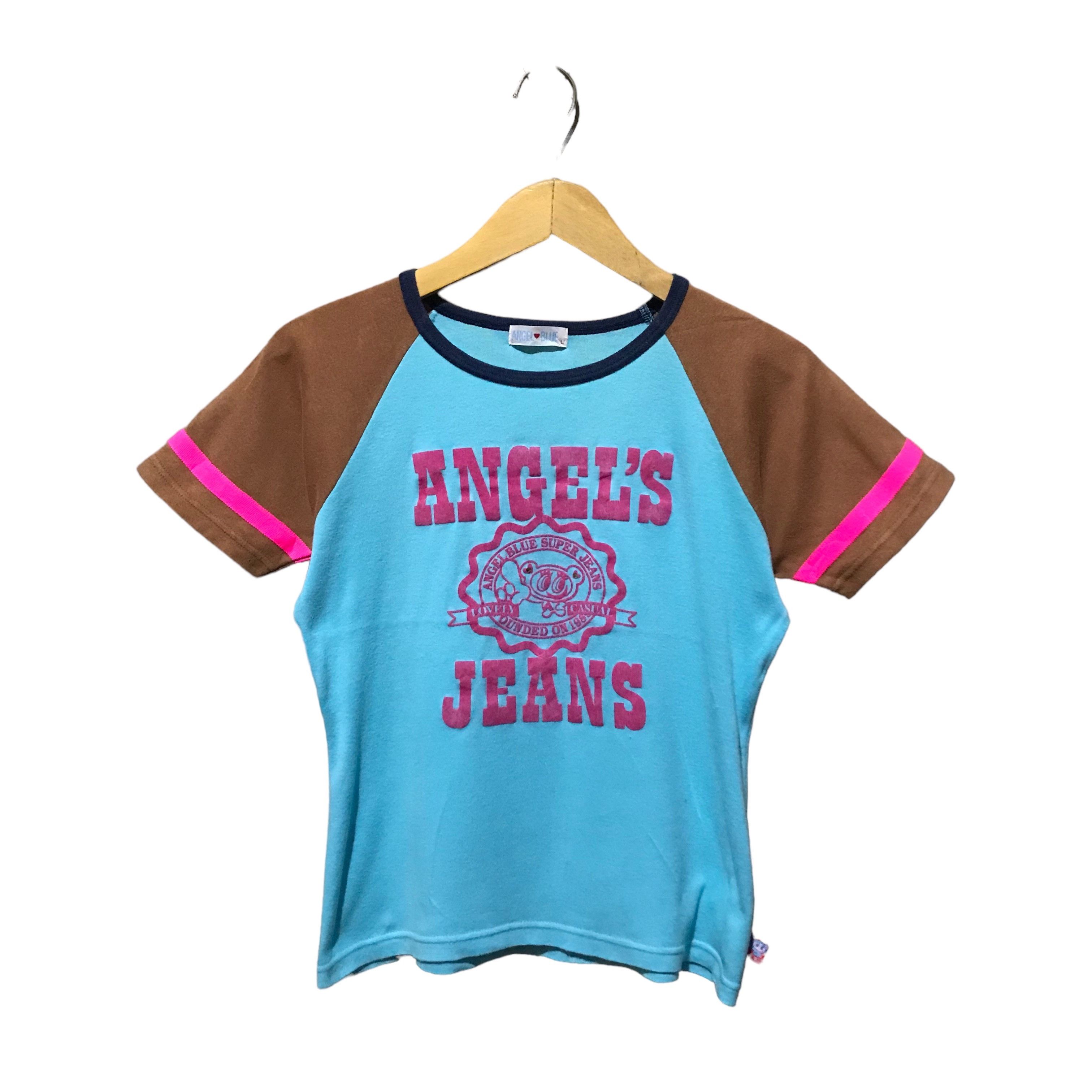 Y2k Angel blue cute t shirt crop tee