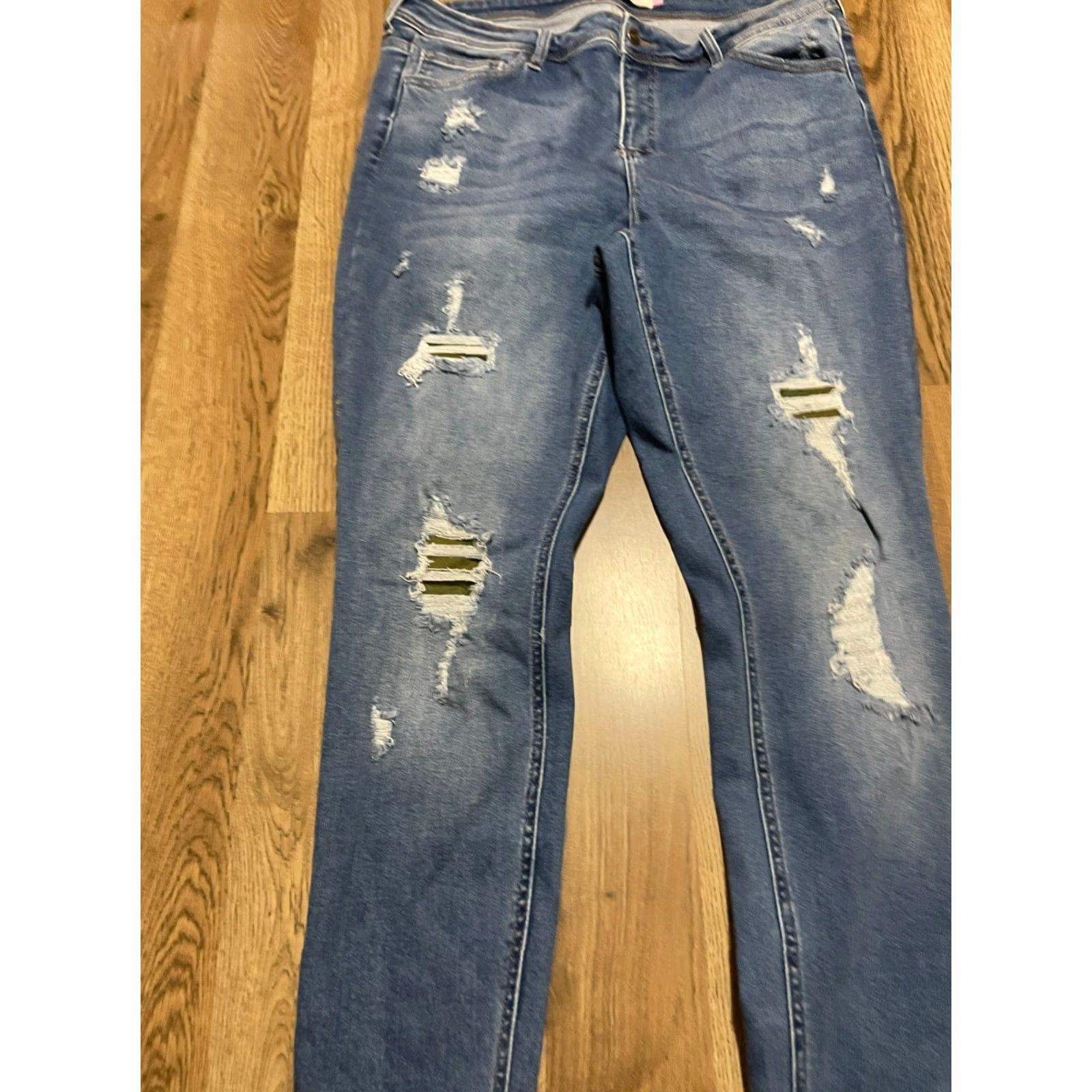 Vintage Glitzy Girlz Jeans Women's Size 14 Blue Denim Distressed Frayed Hem Pocket Size 36" / US 14 / IT 50 - 5 Thumbnail