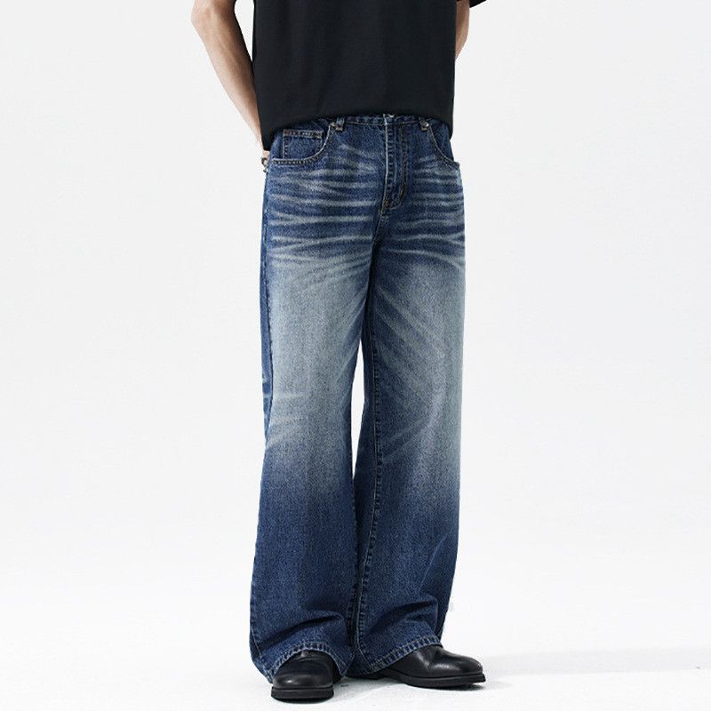 Japanese Brand Men's Washed Loose-Fit Straight Clean Fit Casual Jeans Size US 32 / EU 48 - 3 Thumbnail