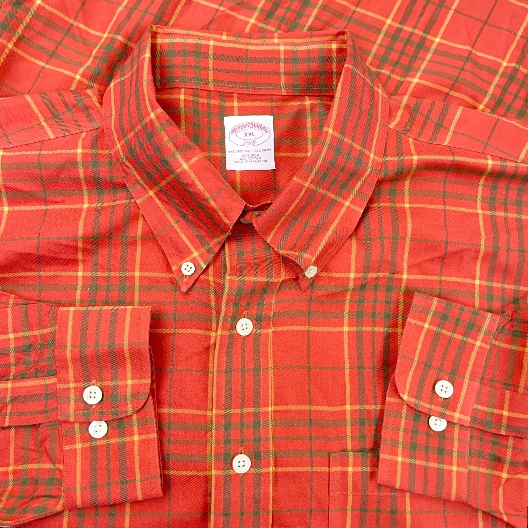 Brooks Brothers Brooks Brothers 346 Button-Up Shirt Men 2XL Orange Plaid Casual Long Sleeve Size US XXL / EU 58 / 5 - 4 Thumbnail