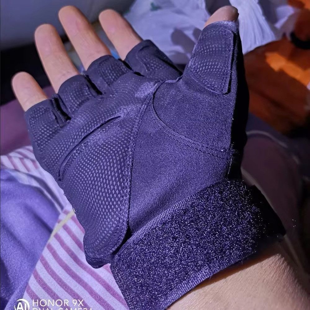 Leather PU Leather Tactical Riders Half Finger Gloves Size ONE SIZE - 6 Thumbnail
