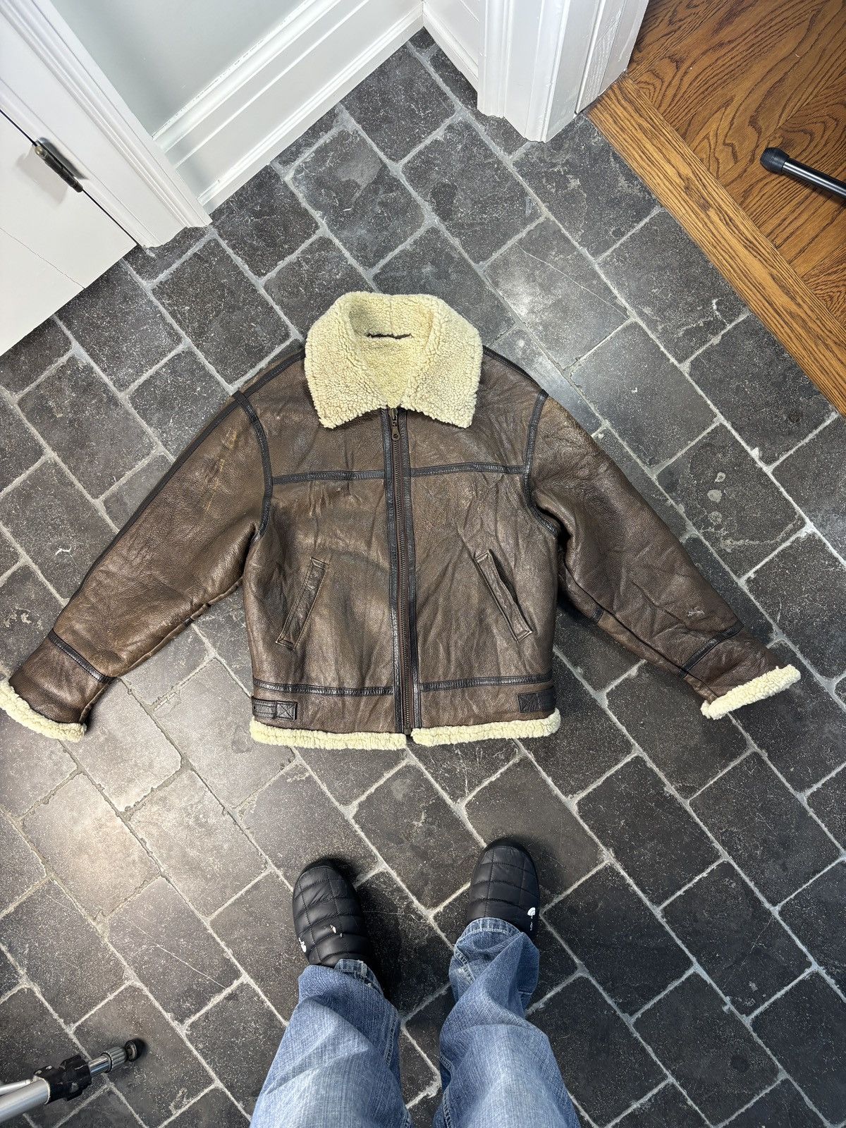 Leather Y2K Shearling Jacket Vintage Bomber Jacket Sheepskin Leather Size US M / EU 48-50 / 2 - 2 Thumbnail
