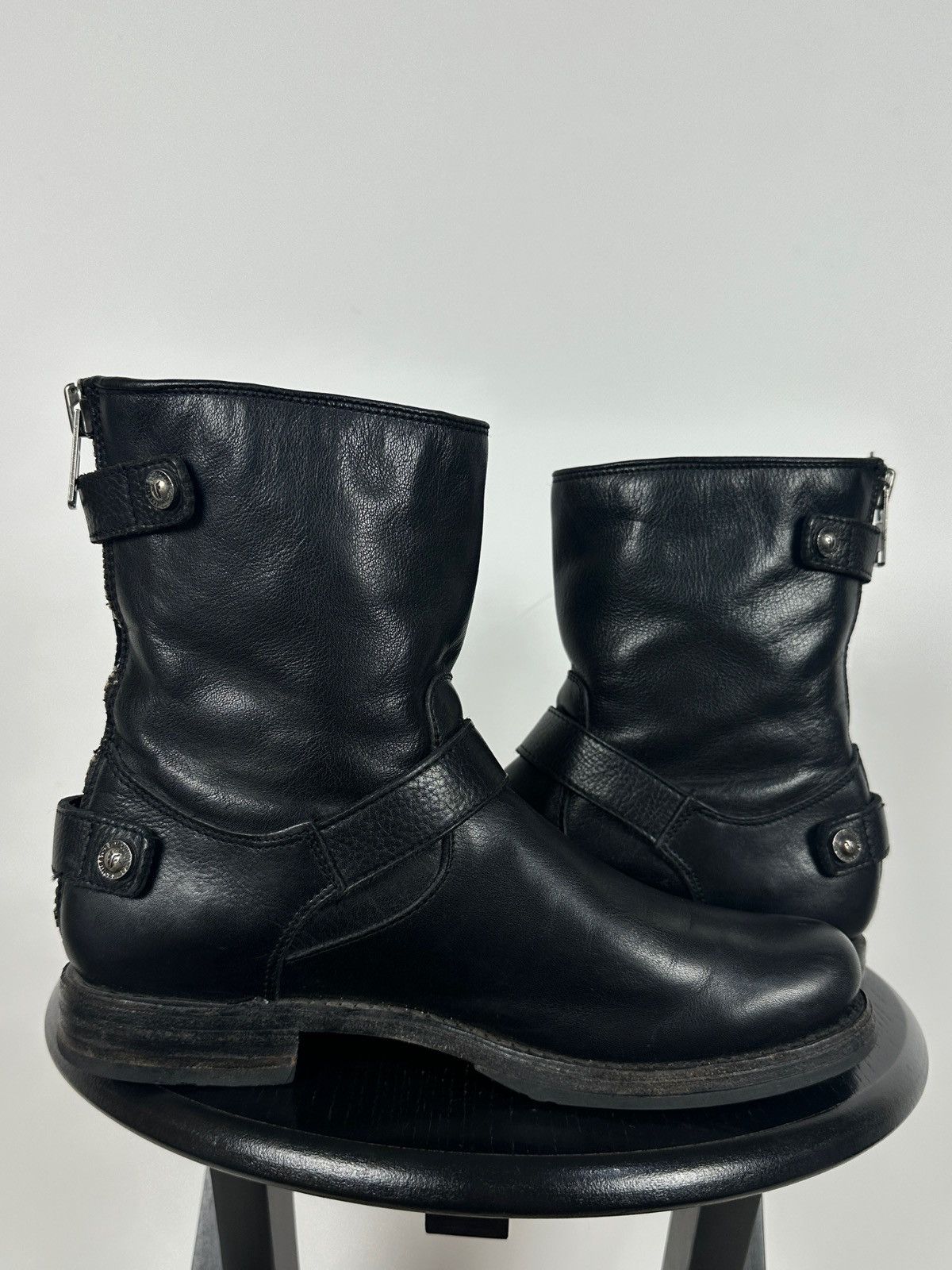 Frye Frye Veronica Black Leather Back Zip Buckle Harness Boots Size US 8.5 / IT 38.5 - 9 Thumbnail
