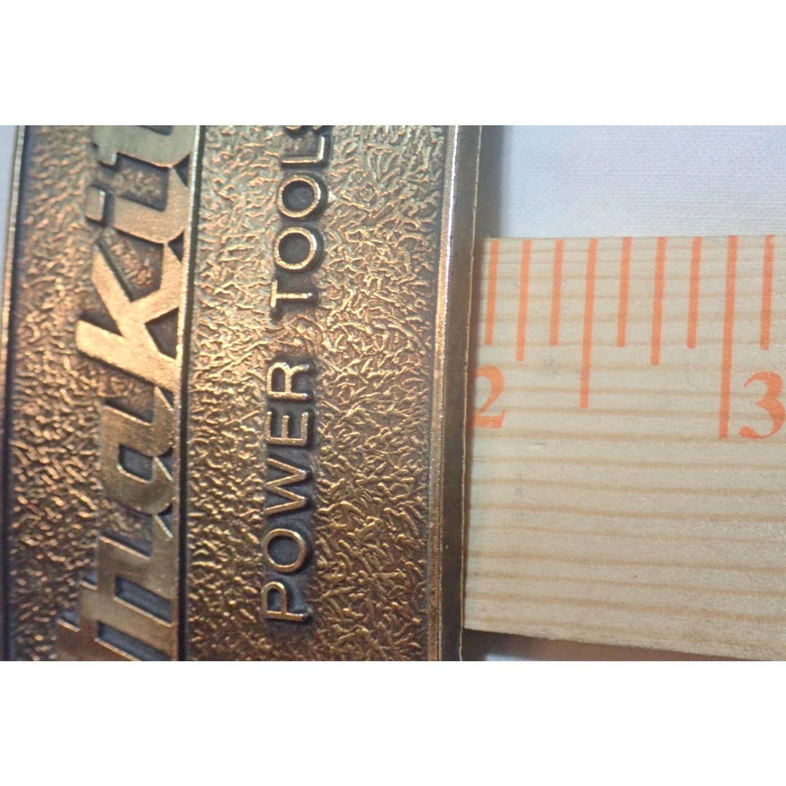 Vintage VINTAGE USA Made RARE 80s Makita Power Tool Belt Buckle Advertisement Bronze Unisex Adult Belt Buckle 3 1/4" X 2 1/8" Fits up to 1 5/8" wide 1980s Size ONE SIZE - 4 Thumbnail
