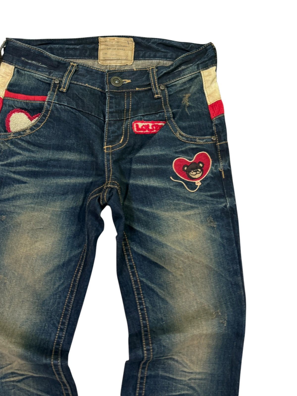 Hysteric Glamour Yoshitomo Nara Lolita Washed Claw Mark Embroidery Bear Size US 29 - 5 Thumbnail