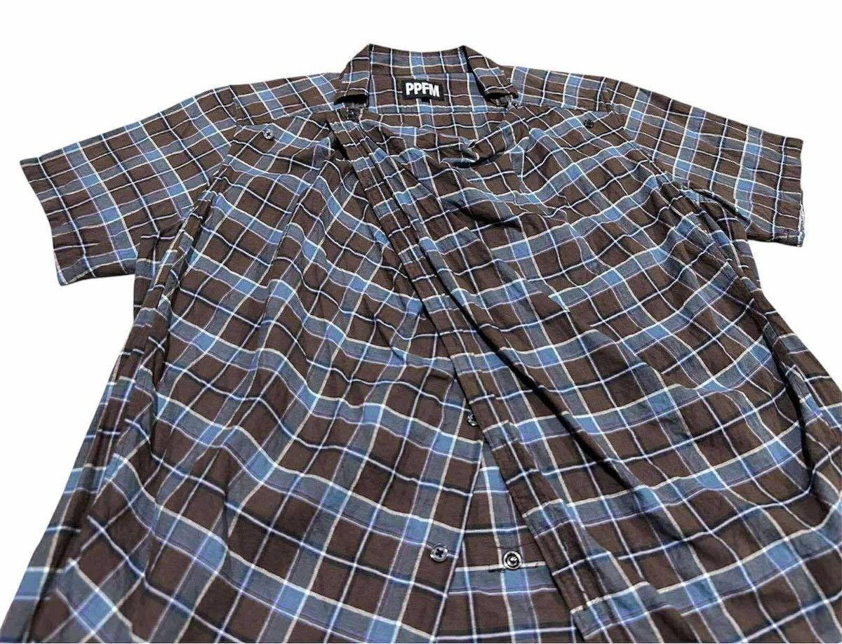 PPFM 🔥Sick Y2K PPFM Draped Asymmetric Flannel Shirt Size US L / EU 52-54 / 3 - 2 Thumbnail