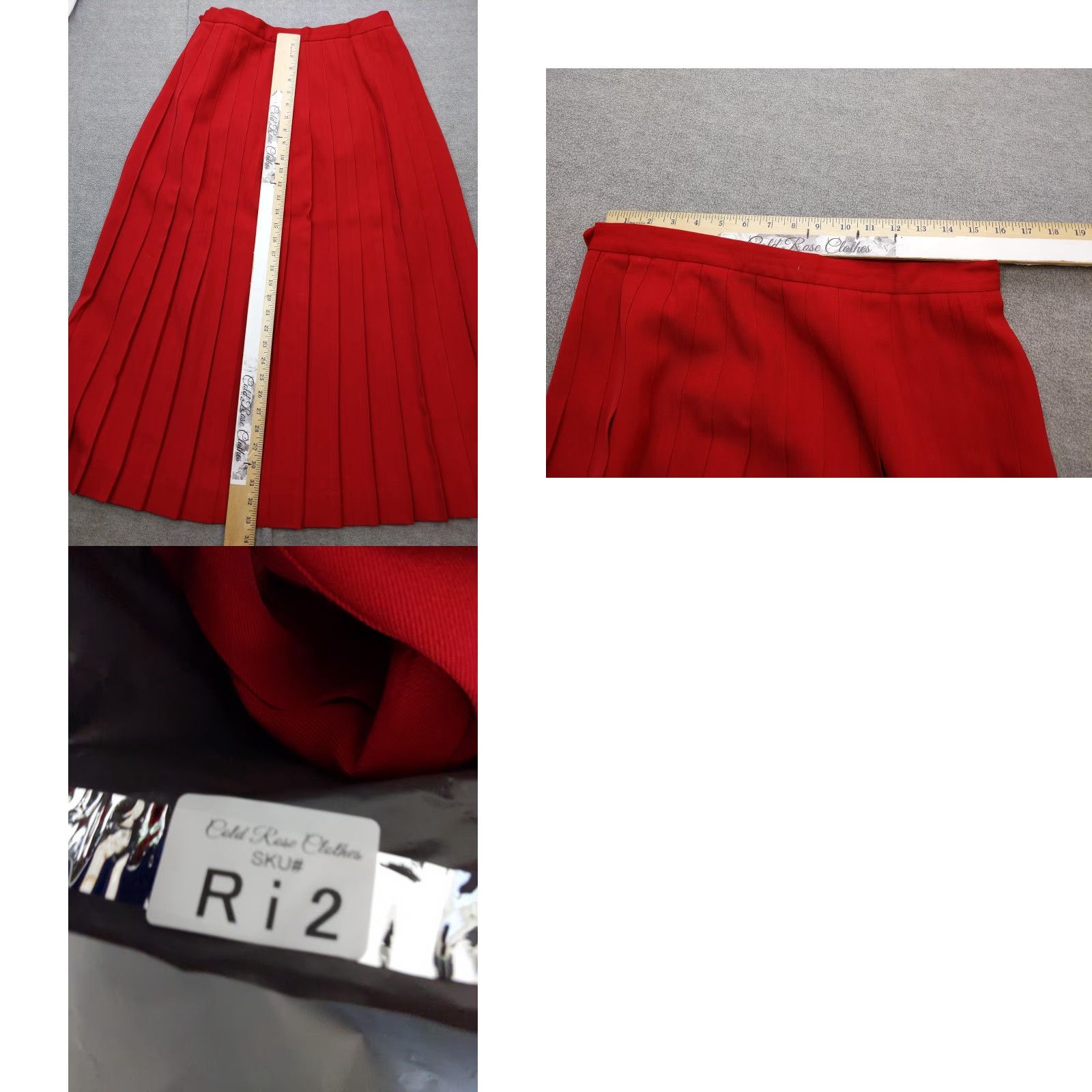 Vintage VINTAGE Mark Shale Skirt Womens 16 Red Long Pleated Twill Lined Made USA Size 38" / US 16 / IT 52 - 8 Thumbnail
