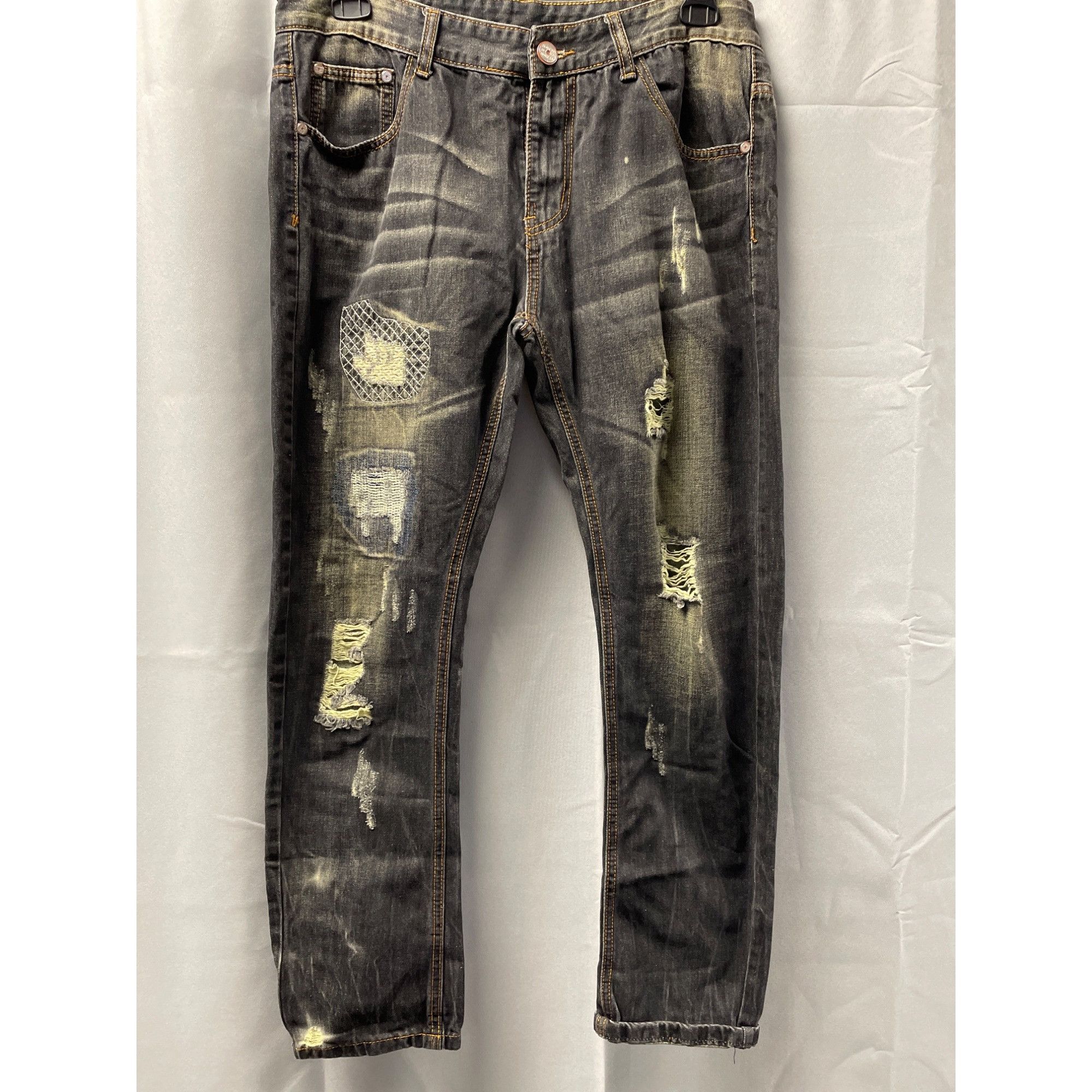 Other Men's Black Jeans Yellow washed with ripped design Size 36x2 Size US 36 / EU 52 - 1 Thumbnail